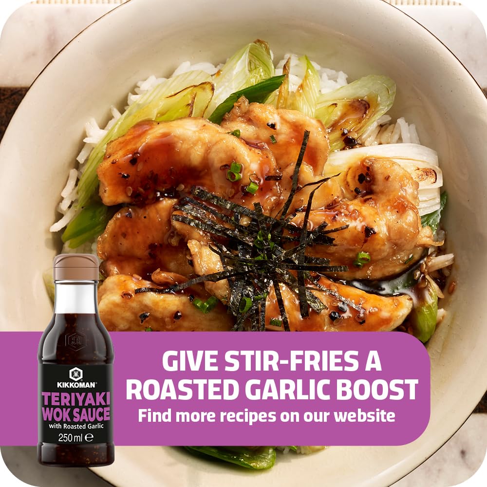 Kikkoman Teriyaki Stir Fry Sauce with Roasted Garlic - Rich Umami Flavor | 250ml 6