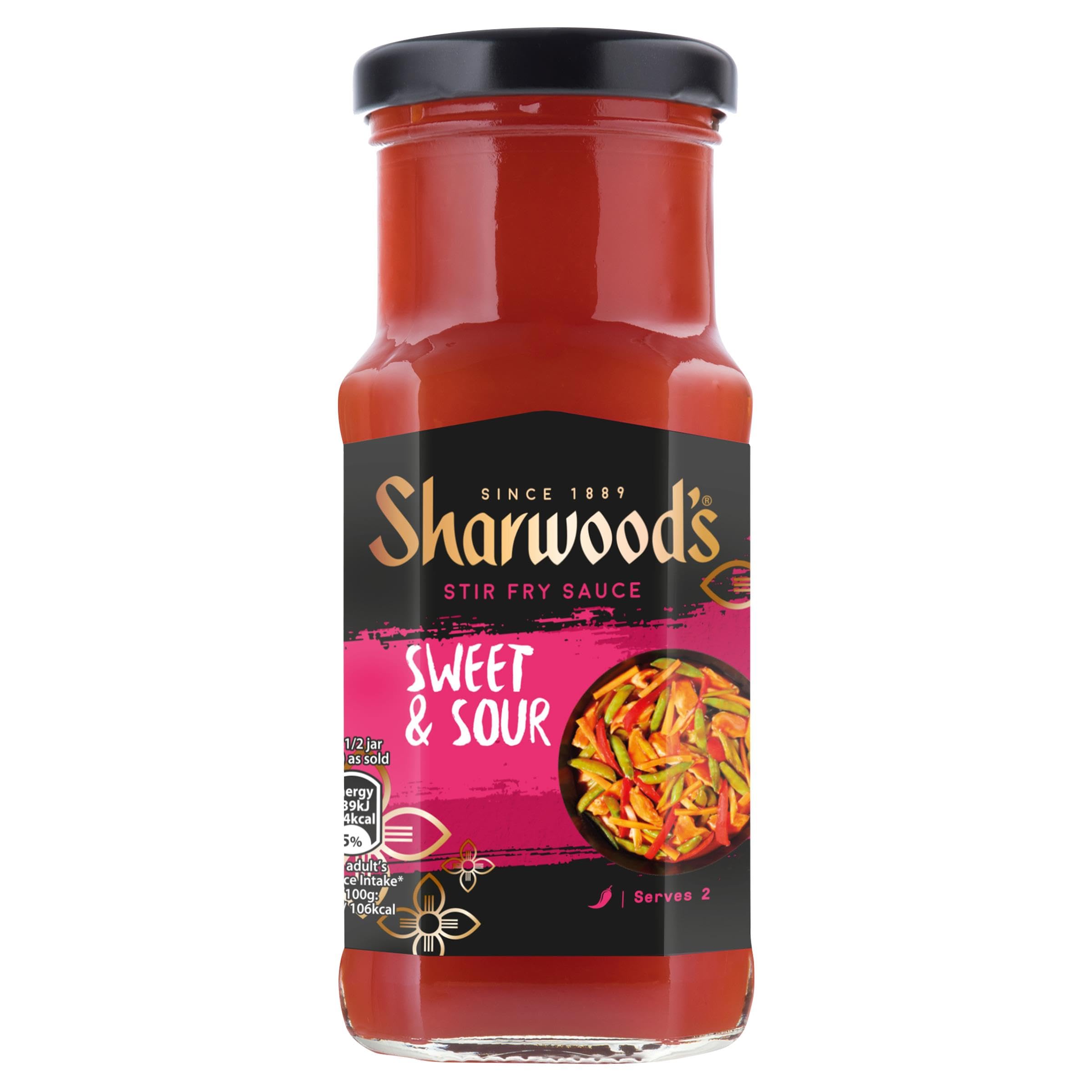 Sharwood's Sweet & Sour Stir-Fry Sauce - Tangy Tomato & Pineapple Flavor | 195g Jar 2