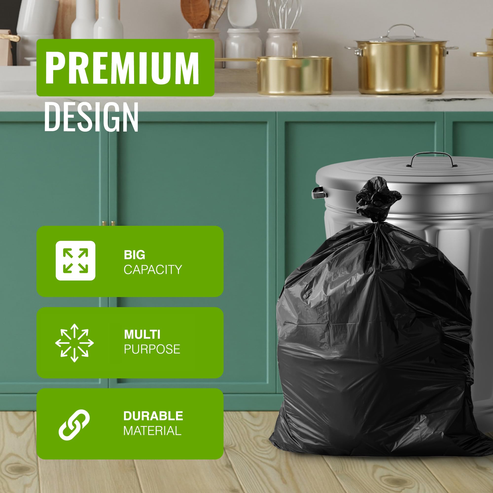 EcoBag Extra Strong Heavy Duty Refuse Sacks - 100L Capacity, 33 Microns, Black, 20 Pack 3