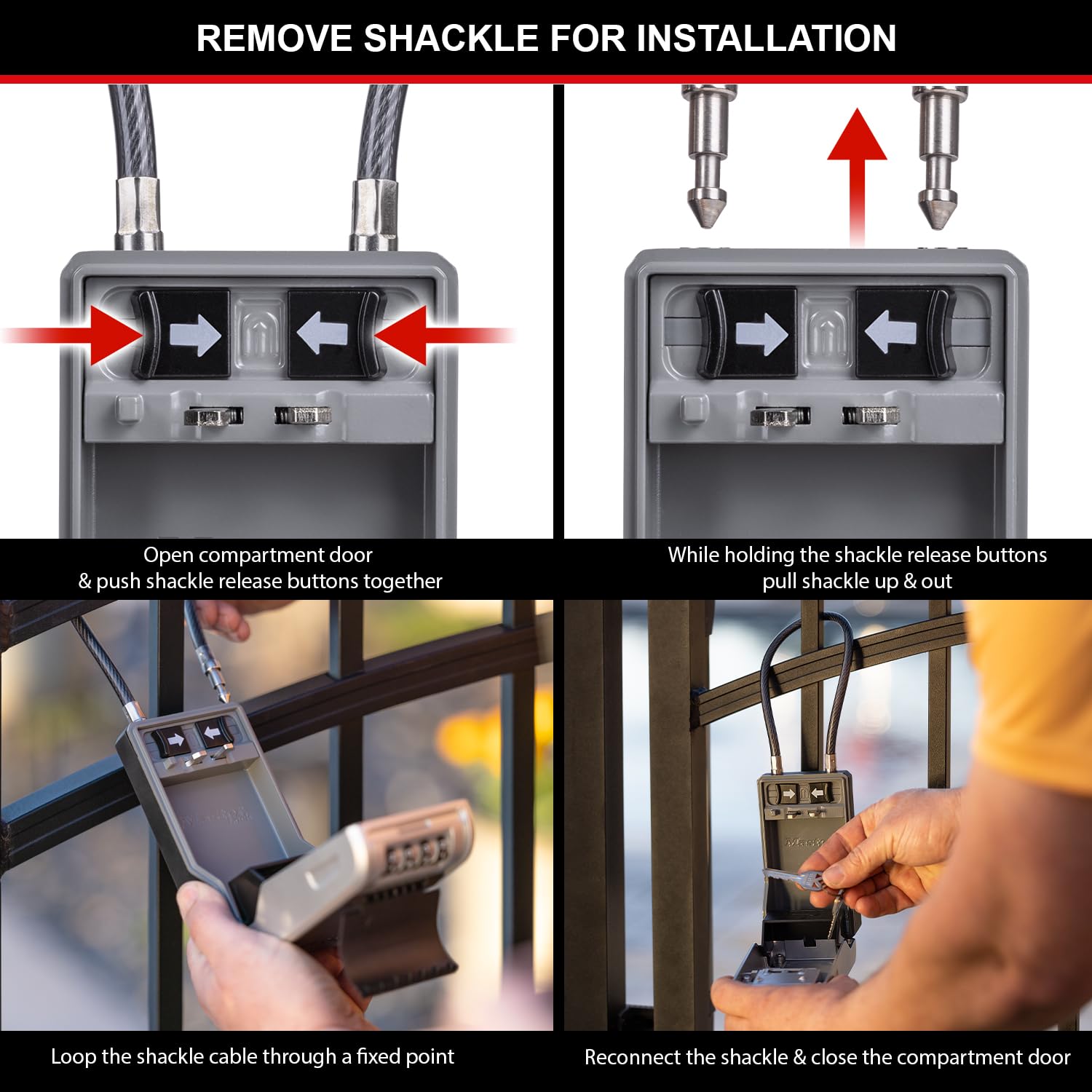 Master Lock 5482EURD Key Safe - Extra Large Capacity, Flexible Cable Shackle, Grey Aluminium 9