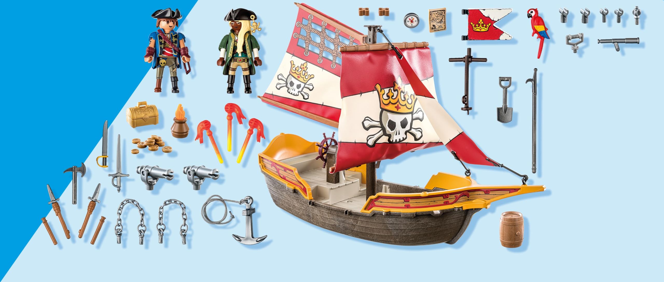 Playmobil Pirates: Small Pirate Vessel 71418 | 101 Pieces | Ages 4+ 7
