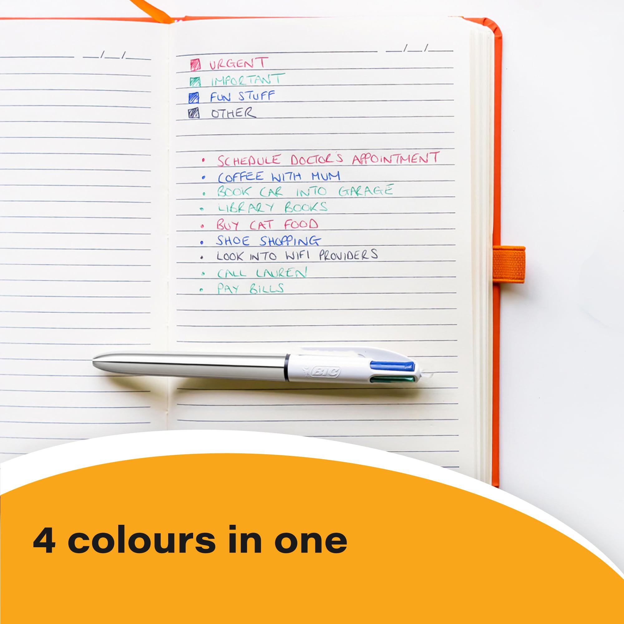 BIC 4 Colours Pearl Retractable Ballpoint Pen - Pearlescent Finish | 5 Pack