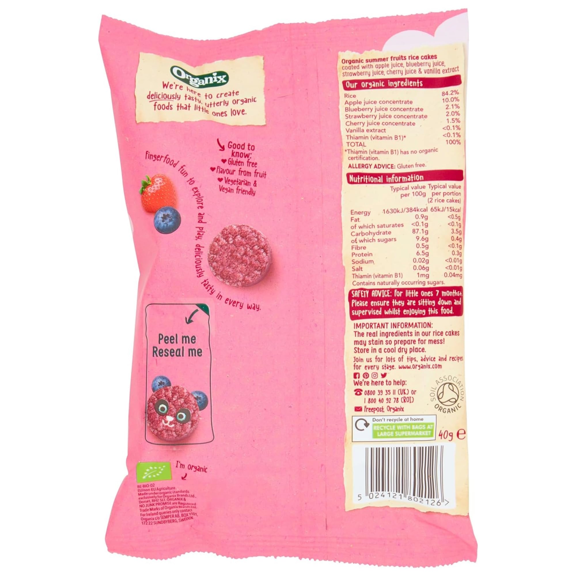 Organix Summer Fruits Rice Cake Clouds Baby Snacks - Organic, 40g Pack of 6 6