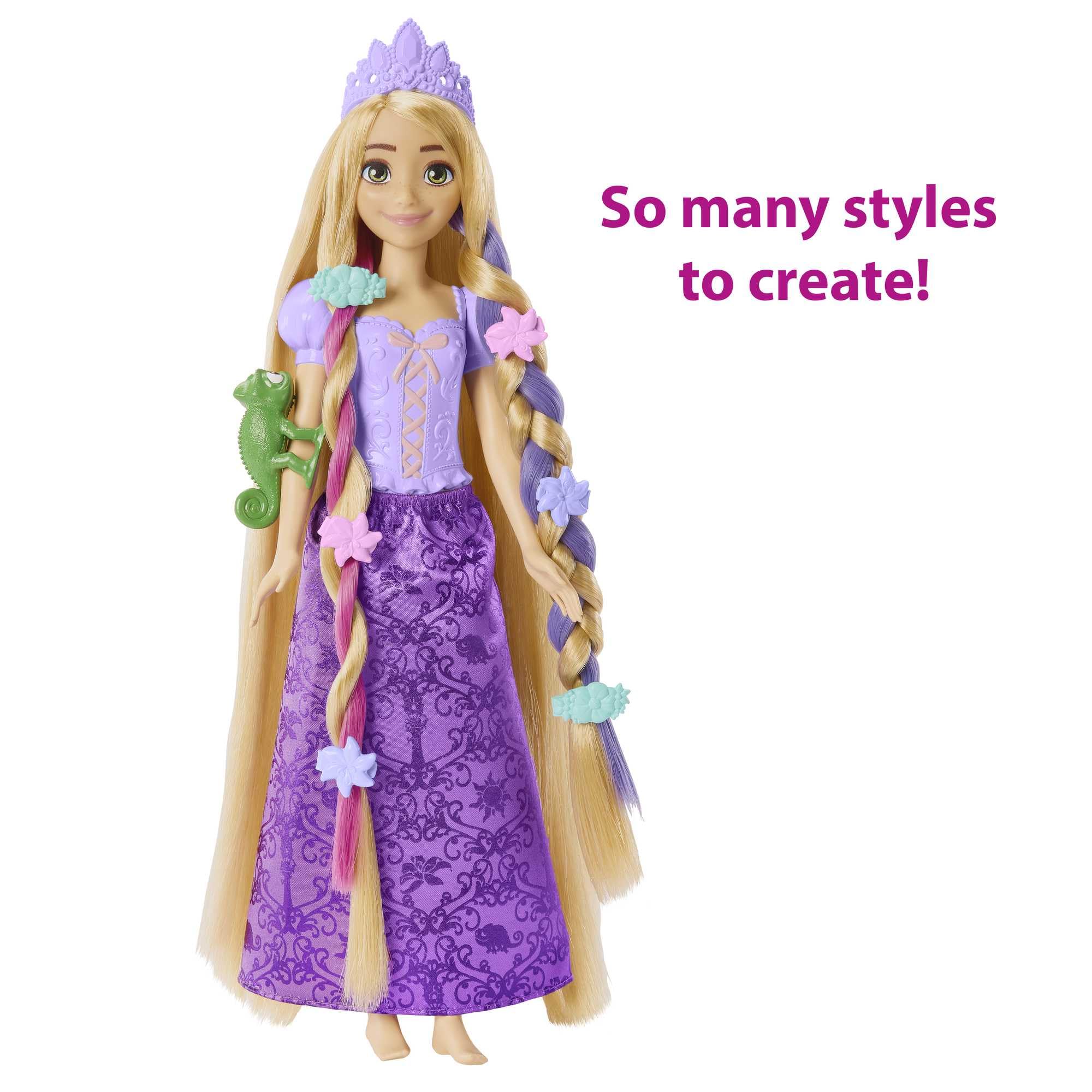 Mattel Disney Princess Rapunzel Doll - Color-Change Hair Extensions & 12 Accessories | Ages 3+ 6