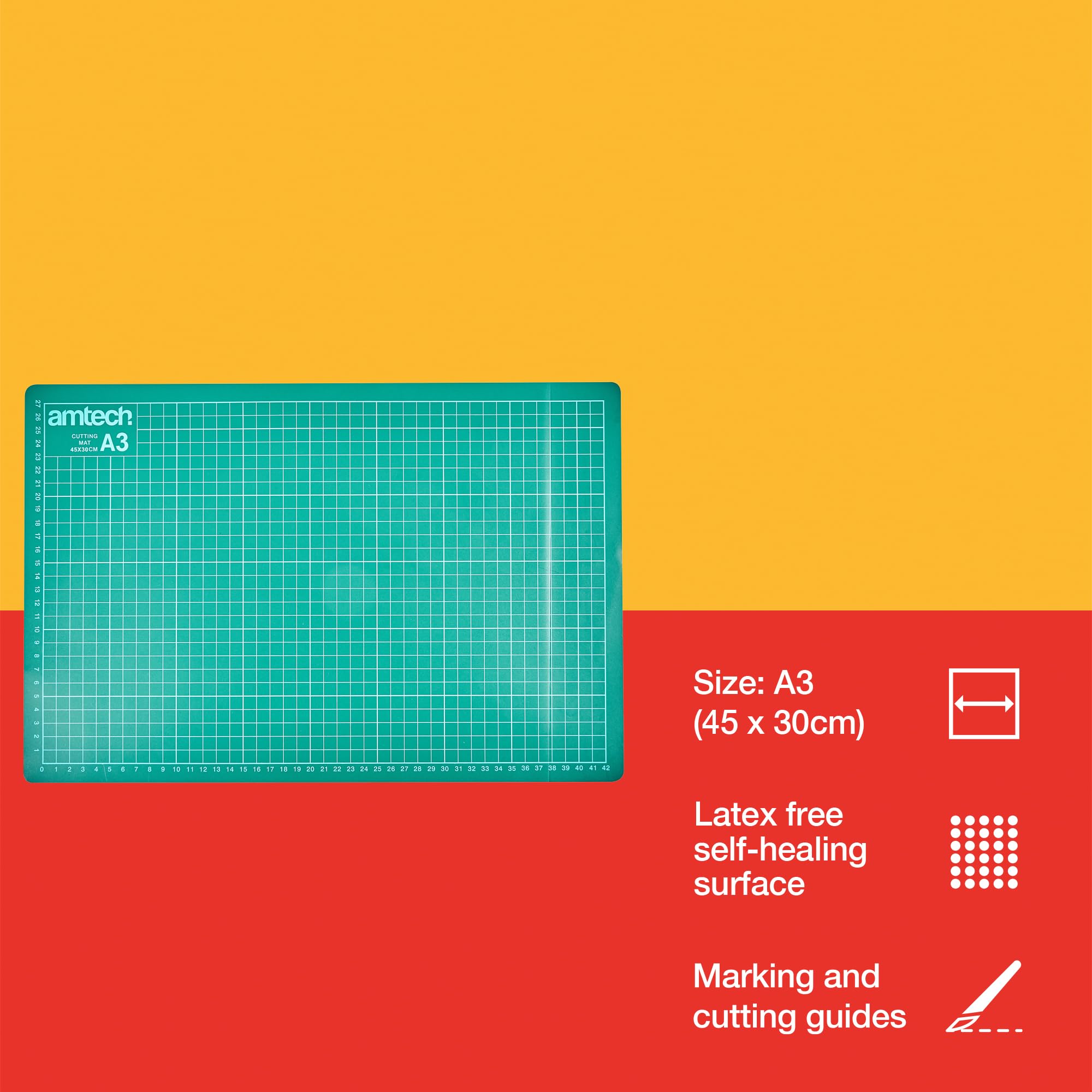 Amtech S0530 A3 Cutting Mat, Craft Cutting Board Non-Slip Surface for Fabric, Craft, Paper,Clear 2