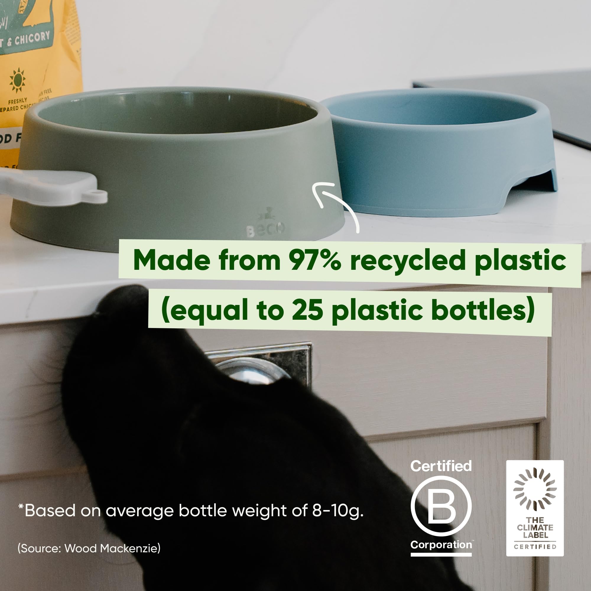 Beco Steady Dog Bowl - Non-Slip, Recycled Plastic, Large Size | Dishwasher Safe 6