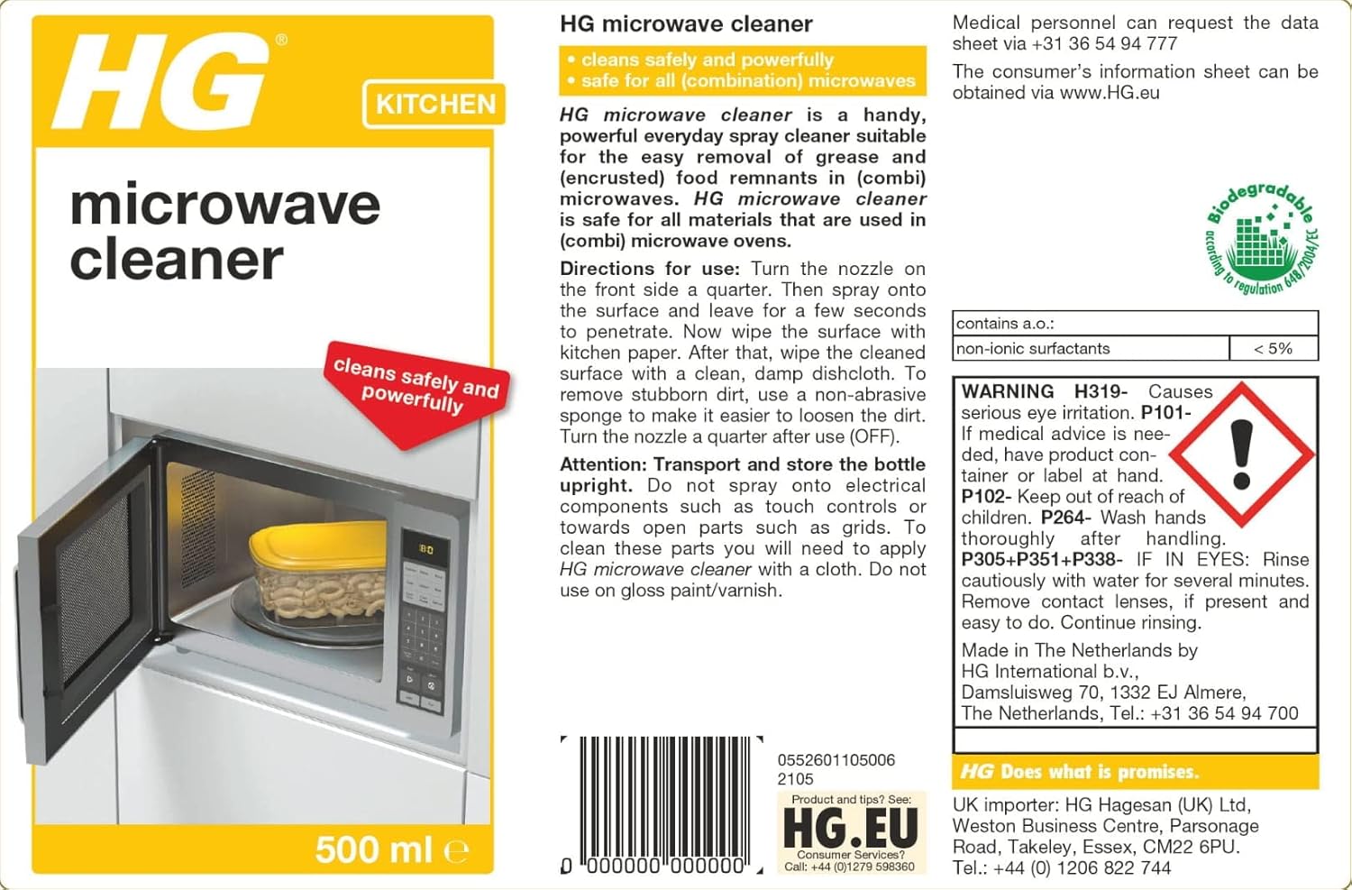 HG Microwave Cleaner Spray 500ml - Fast-Acting Degreaser for Grease & Caked-On Food 6