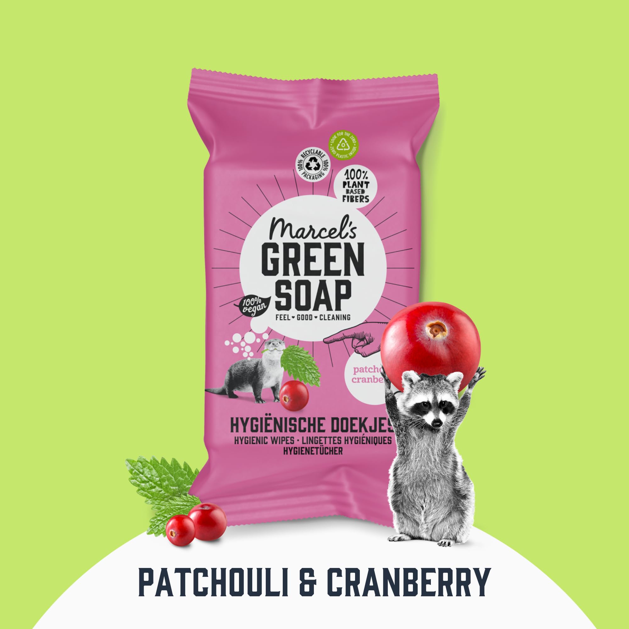 Marcel's Green Soap Hygienic Cleaning Wipes - Patchouli & Cranberry Scent | 60 Count | Alcohol-Based 6