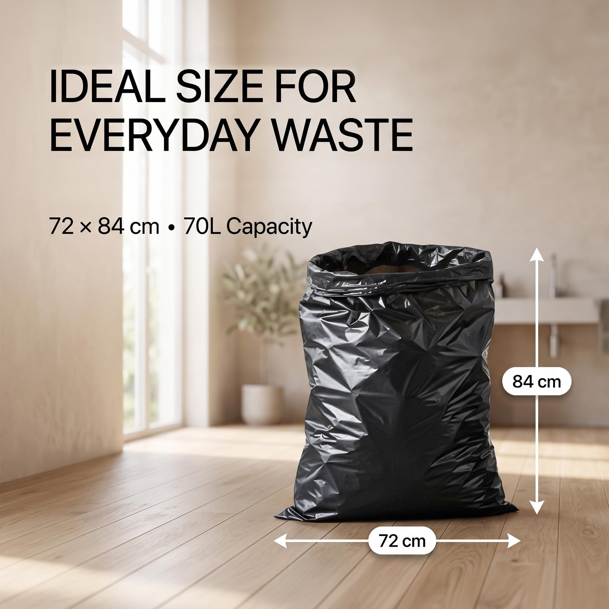 EasyBin 70L Bin Bags - 50 Count Black Refuse Sacks | Easy Tear Roll | Durable Plastic 2