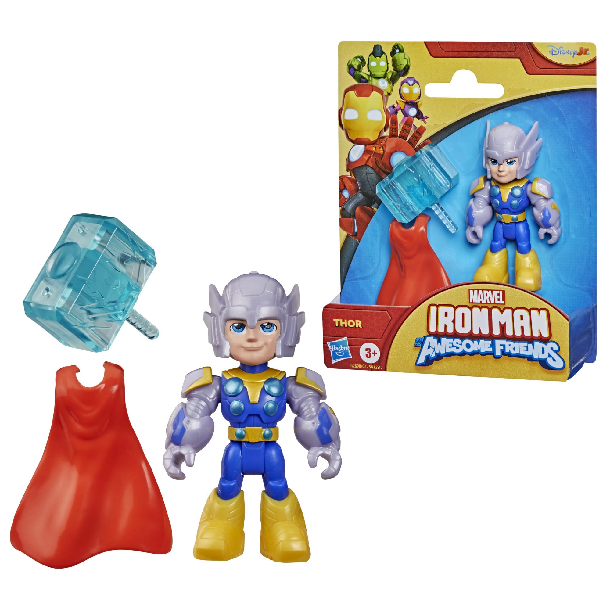 Marvel Thor Action Figure - 3 Inch Poseable Toy with Hammer & Cape | Ages 3+