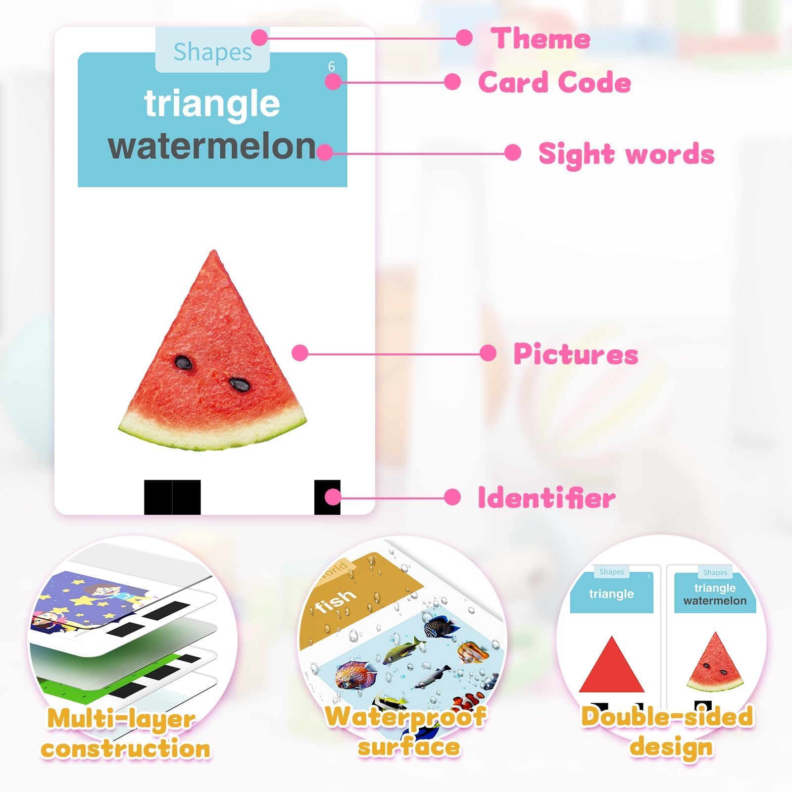 HOMESTEC Toddlers Talking Flash Cards - 144 English Visual Words for Ages 18 Months+ 8