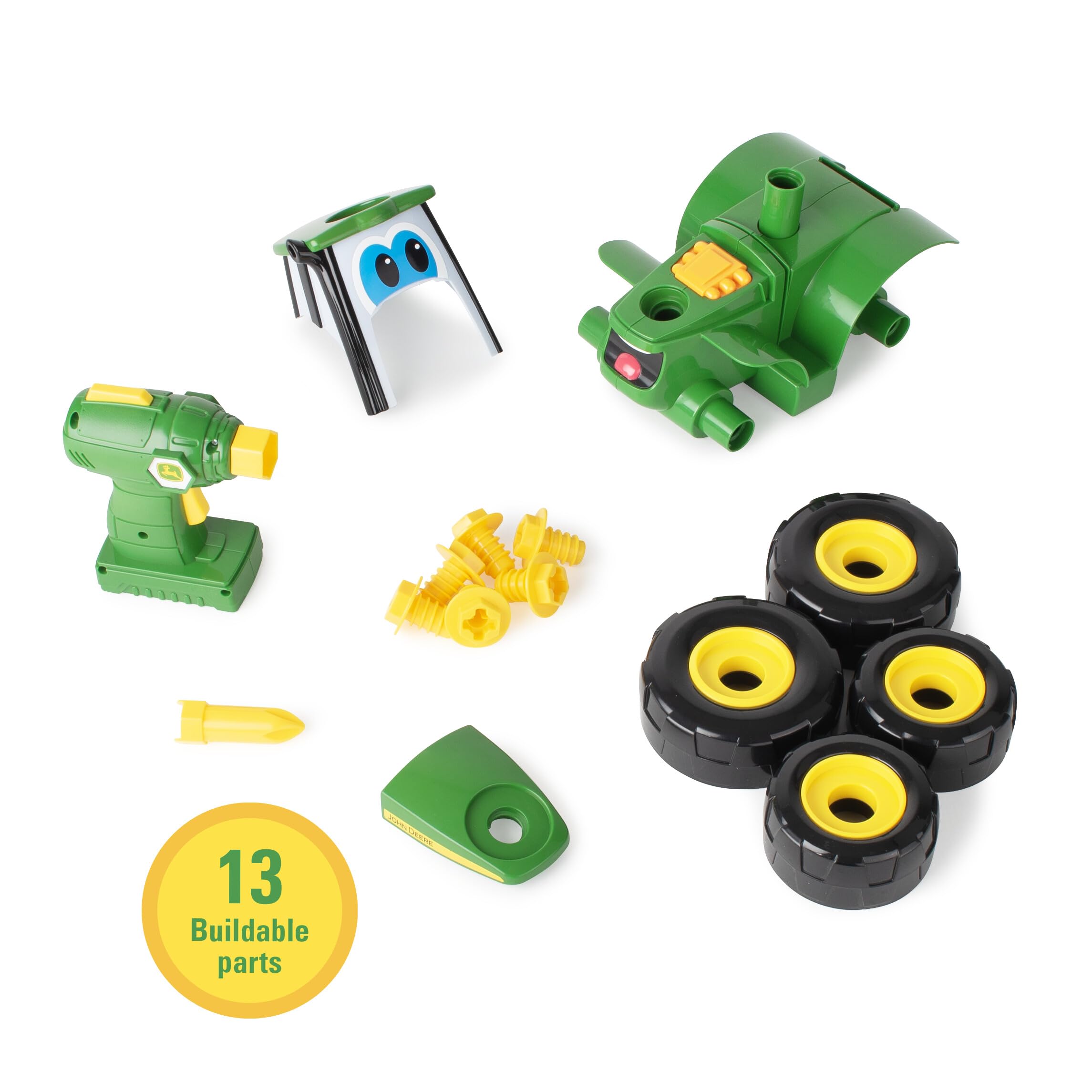 BUILD-A-BUDDY John Deere Build A Johnny Tractor - 16 Piece Building Toy | Motorised Drill | Ages 18 Months+ 3