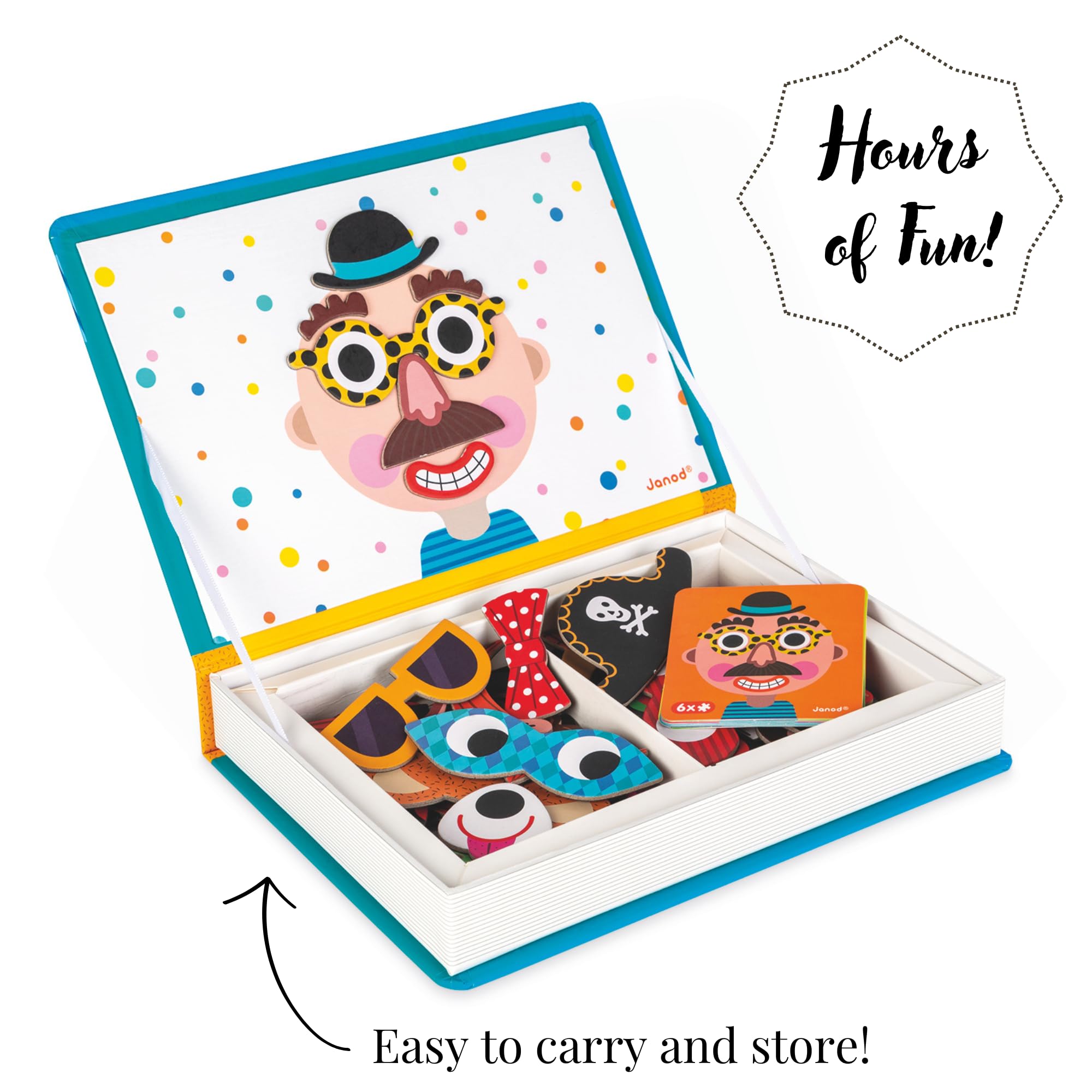 Janod Magneti'Book Crazy Faces Educational Game J02716 | Ages 3-8 | 70 Magnets 3