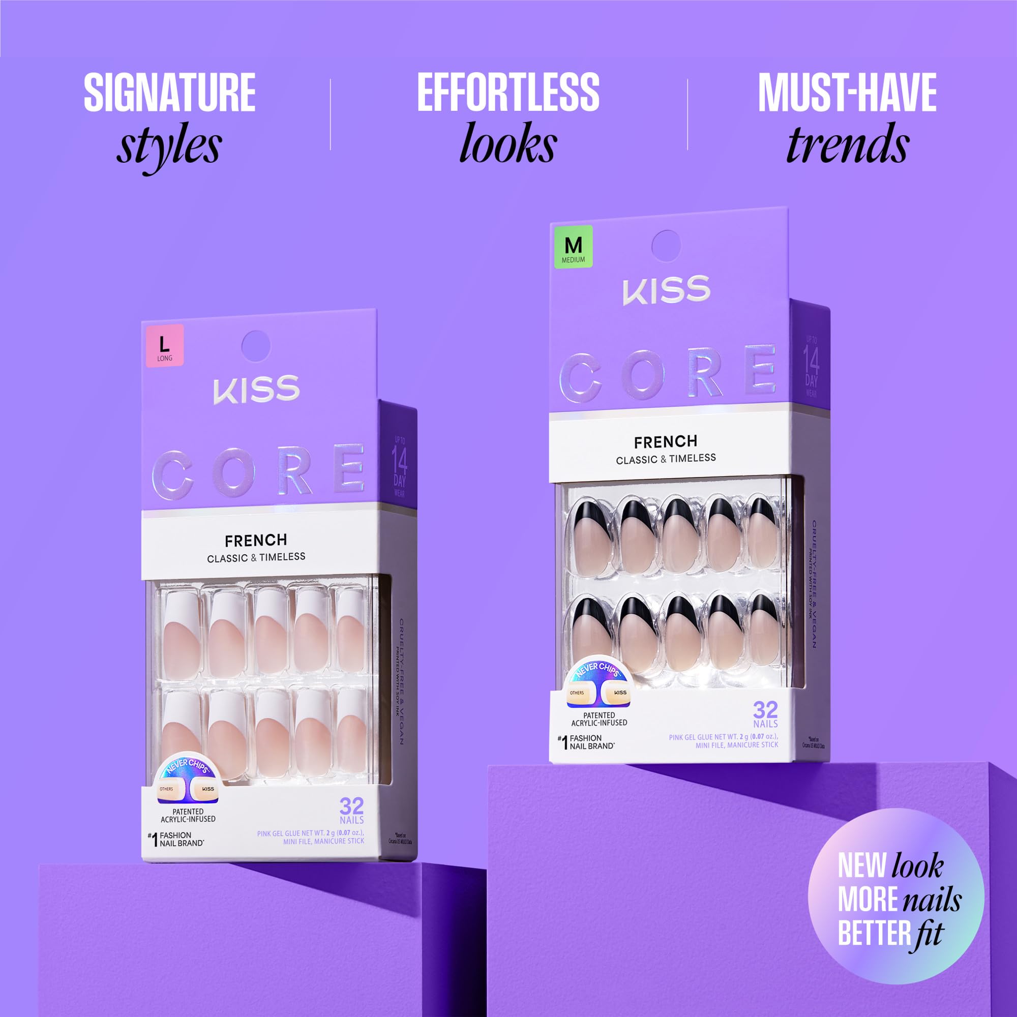 KISS CORE French Tip Press On Nails - Snapshot | White | Short Squoval | 32 Count 4