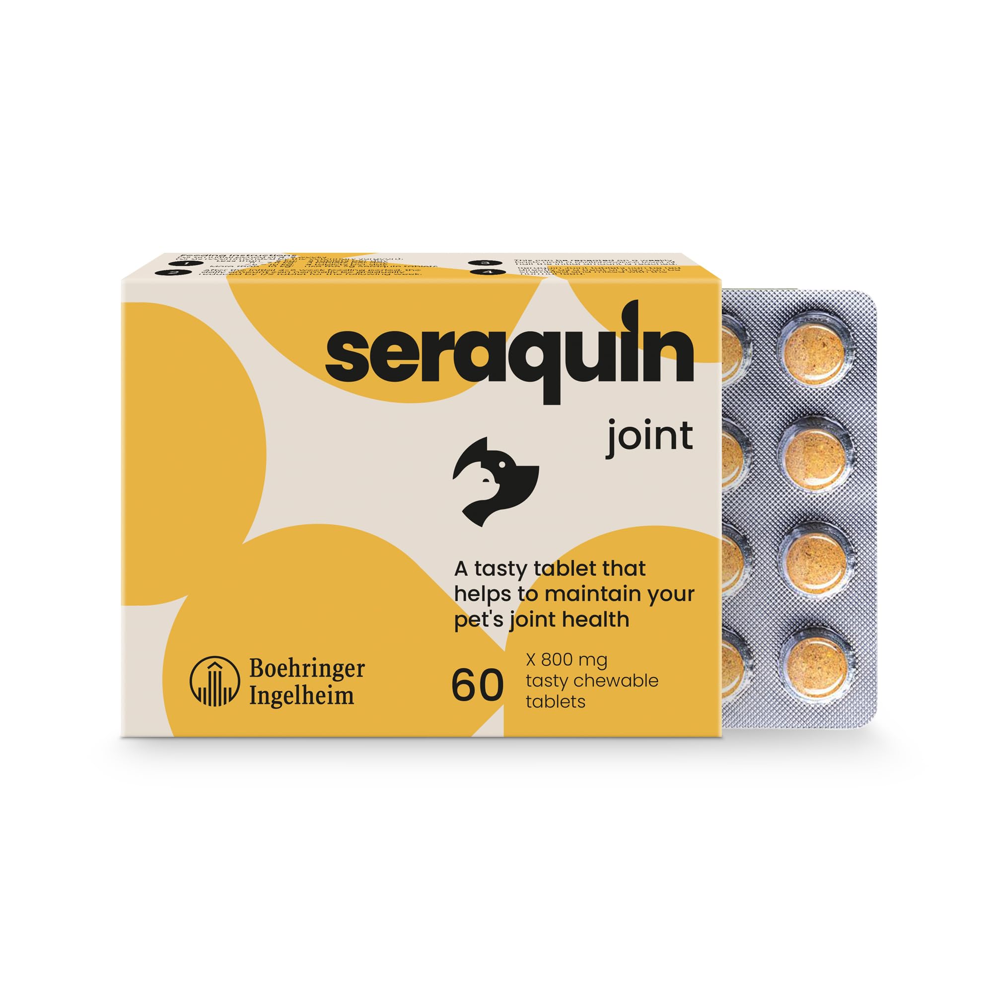 Seraquin Joint Supplement - 60 Chewable Tablets (800 mg) for Dogs | Supports Healthy Cartilage 1