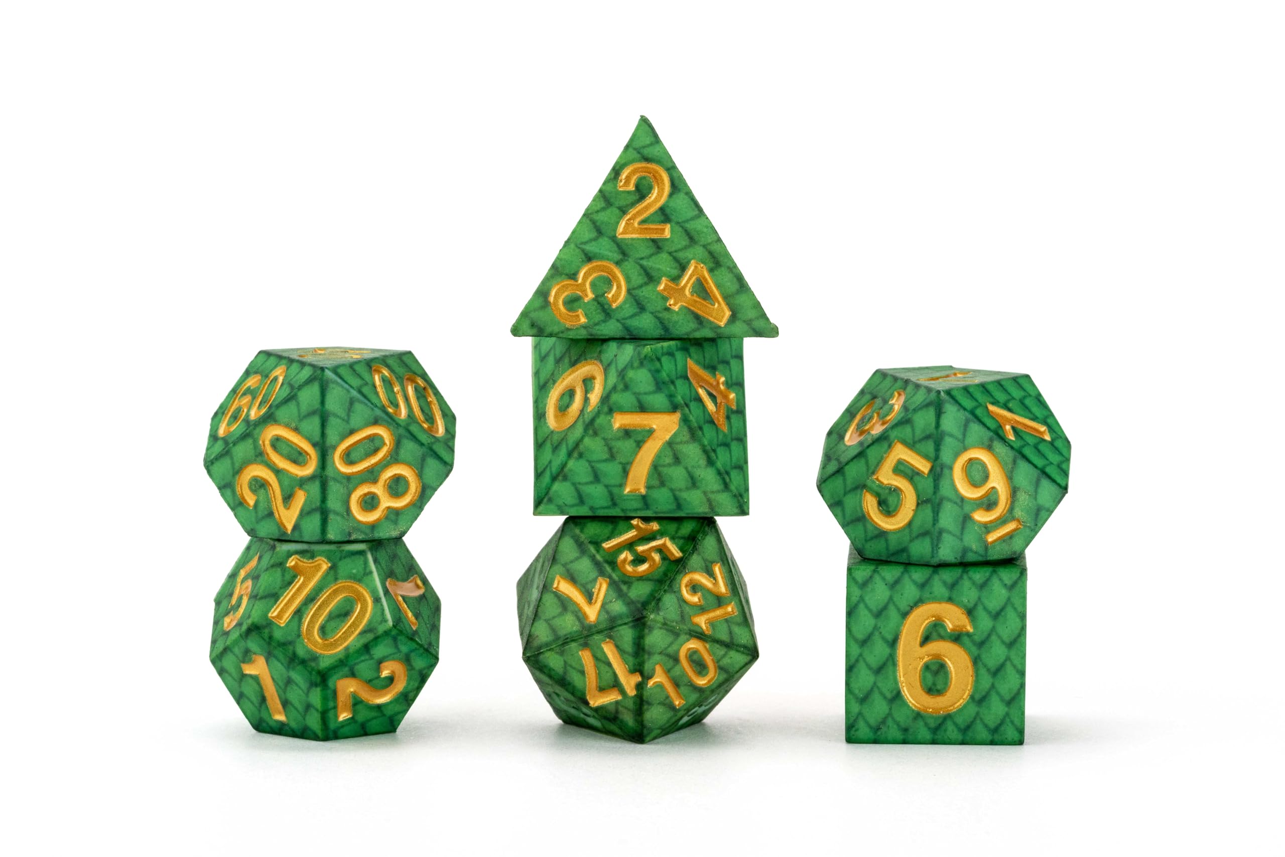 Metallic Dice Games Dragon Storm FanRoll Silicone Dice Set: Green Dragon Scales 5