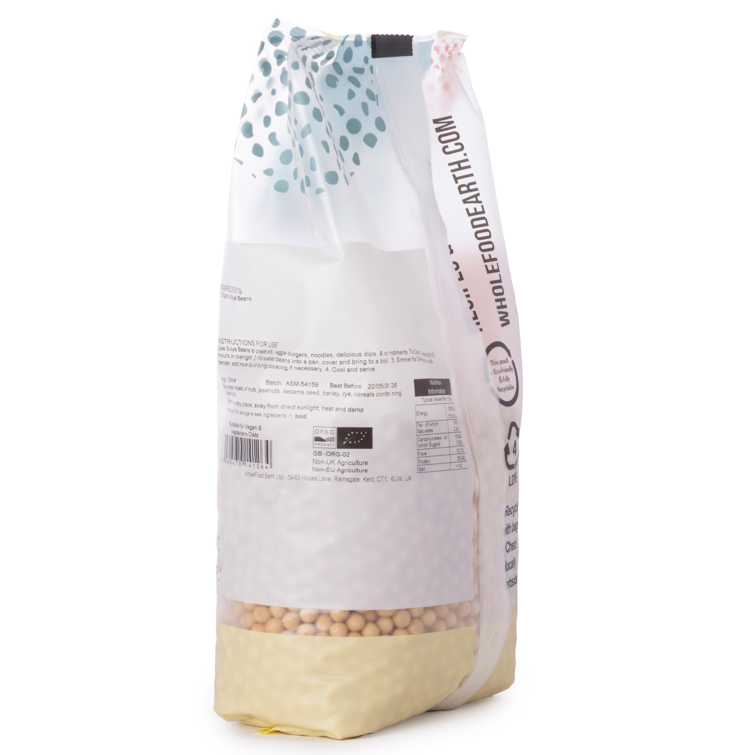 Wholefood Earth Organic Soya Beans - 1kg | High Fibre | Vegan | GMO Free 2