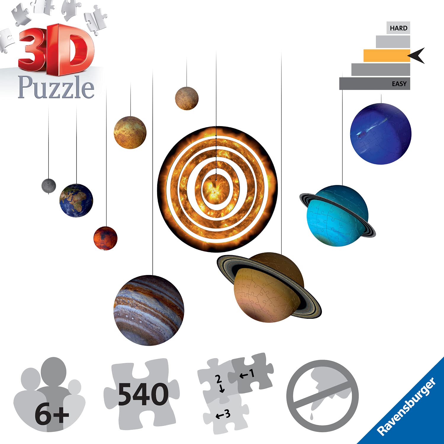 Ravensburger Planetary Solar System 3D Puzzle Set - 522pc Educational Toy for Ages 7+ 2