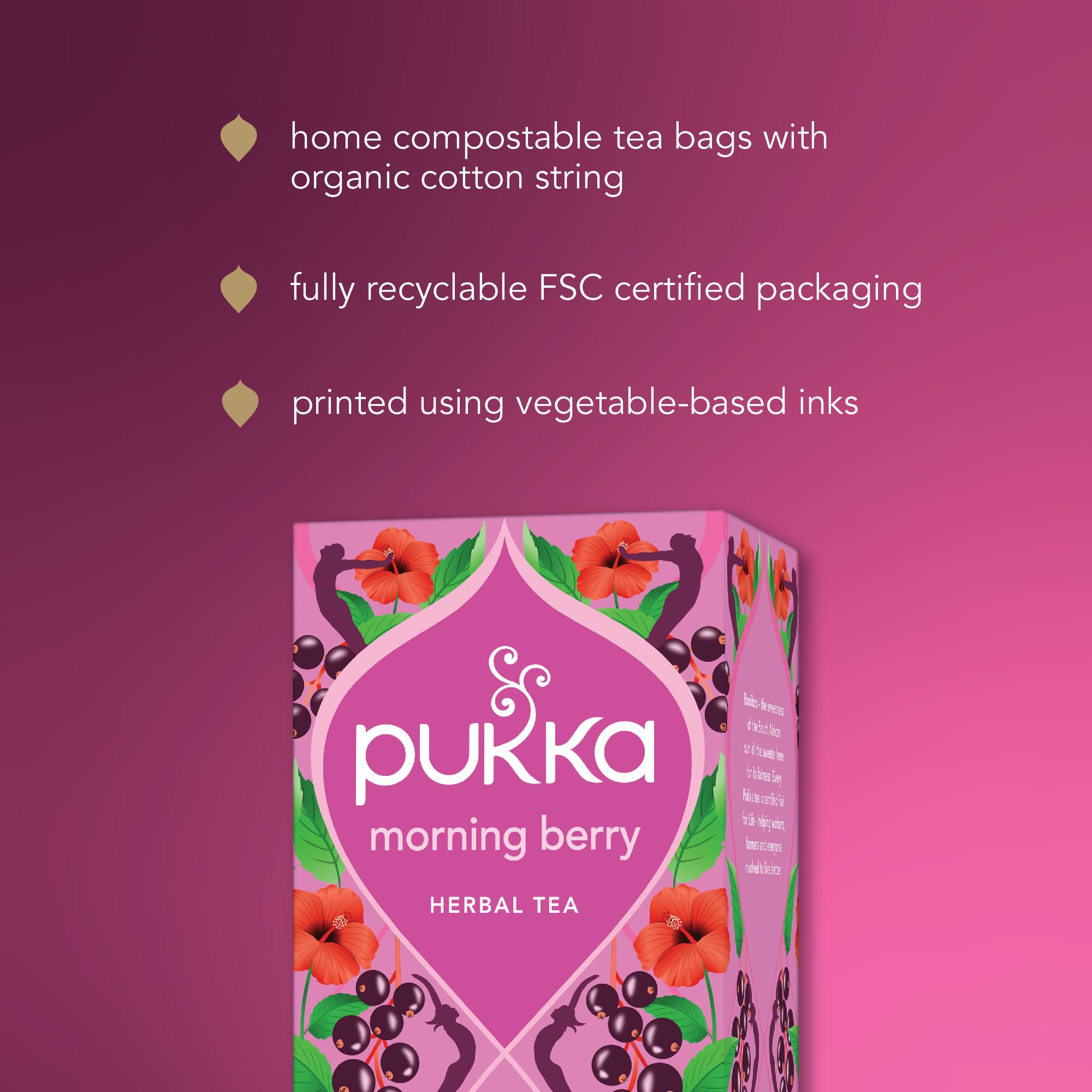 Pukka Herbs Morning Berry Organic Herbal Tea Blend - Caffeine-Free, Active Energy Range | 34g 8