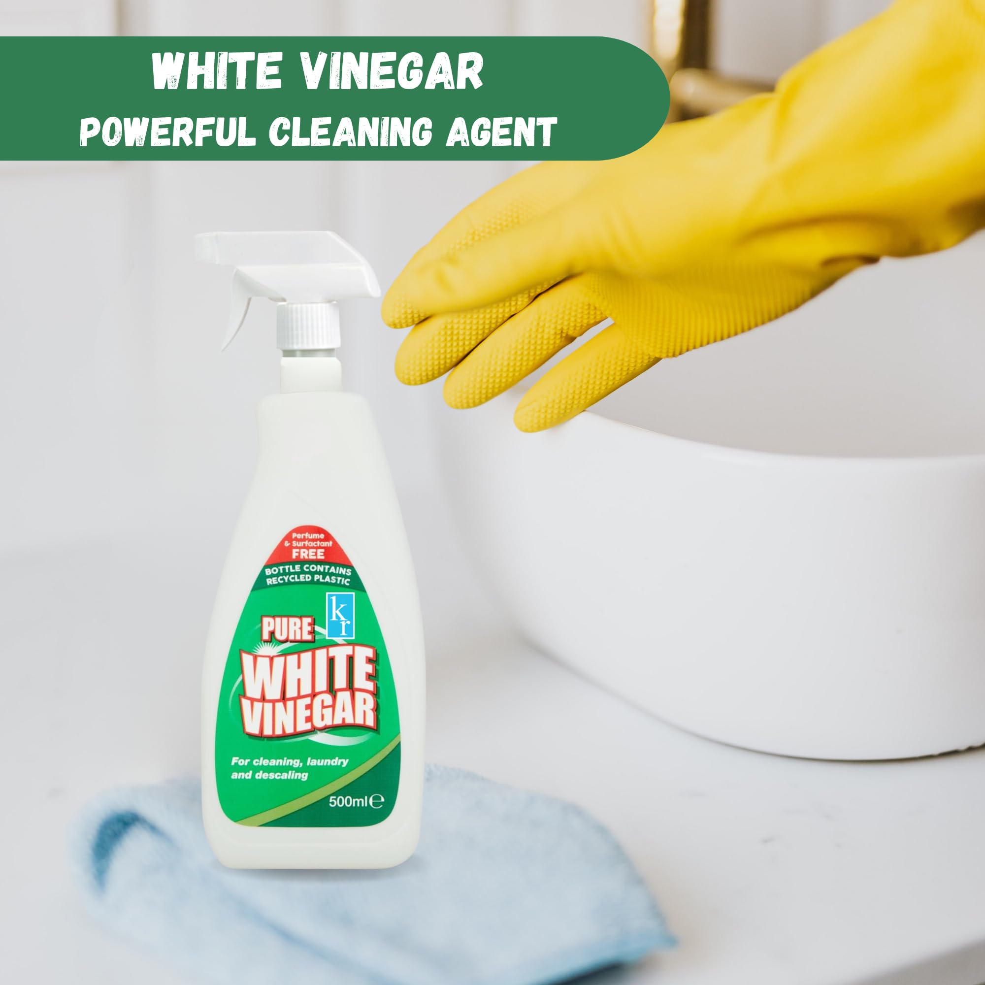 KROZ - 500ml White Vinegar Cleaning Spray with Lemon Scent 7
