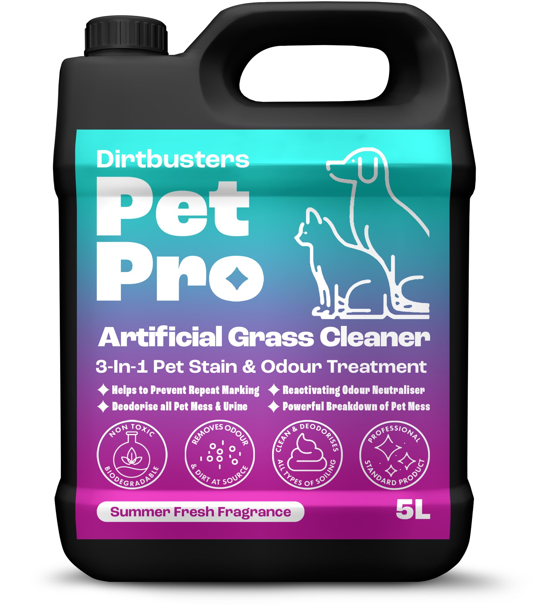 Dirtbusters Pet Pro Artificial Grass Cleaner - 3-in-1 Deep Clean & Deodorise | 5 Litre Concentrate 1