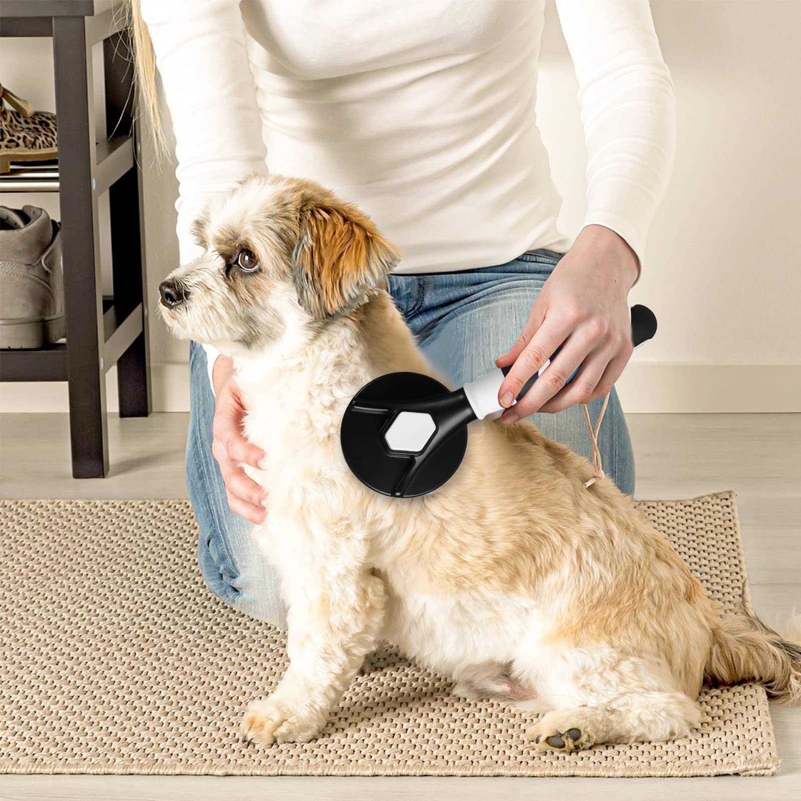 Vinabo Pet Grooming Brush - 2-in-1 Hair Removal & Massage Tool with Self-Cleaning Button | Black 7