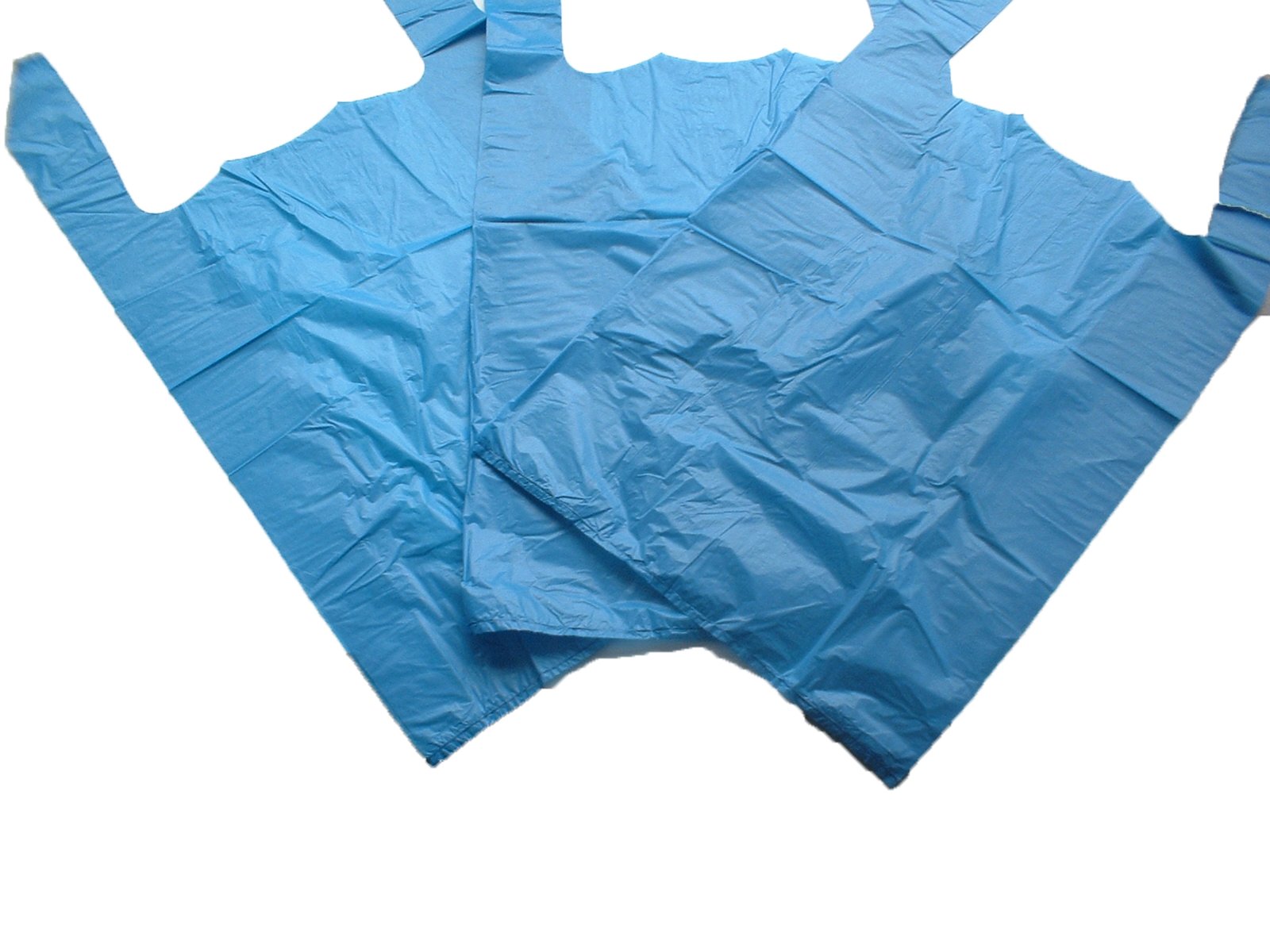 Globe Packaging Strong Blue Plastic Vest Carrier Bags - 11' x 17' x 21', 18mu Thickness, 100 Count