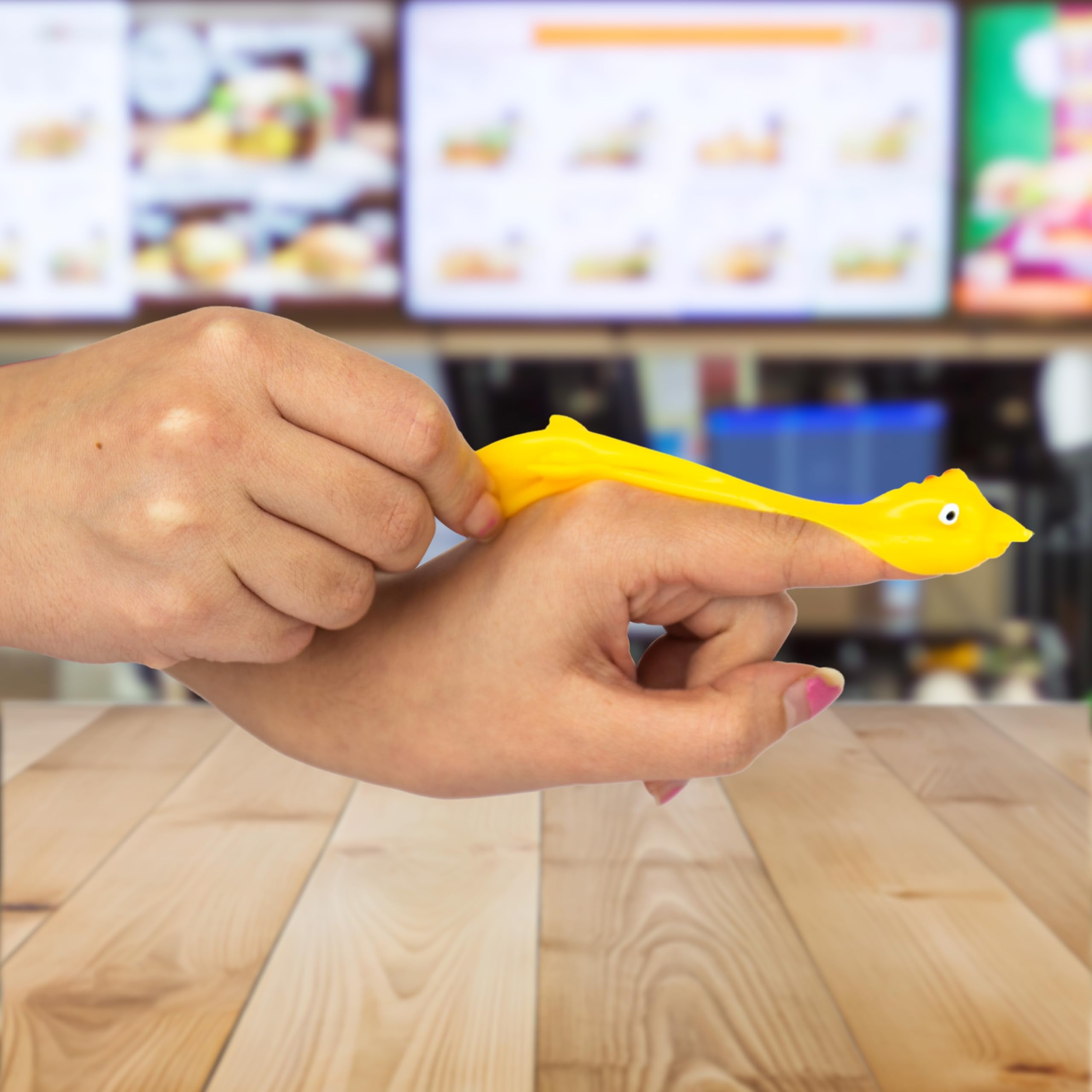 Gift Republic Finger Flicking Chicken Slingshot Game – Stretchy Rubber Chicken Catapult with Bucket 11