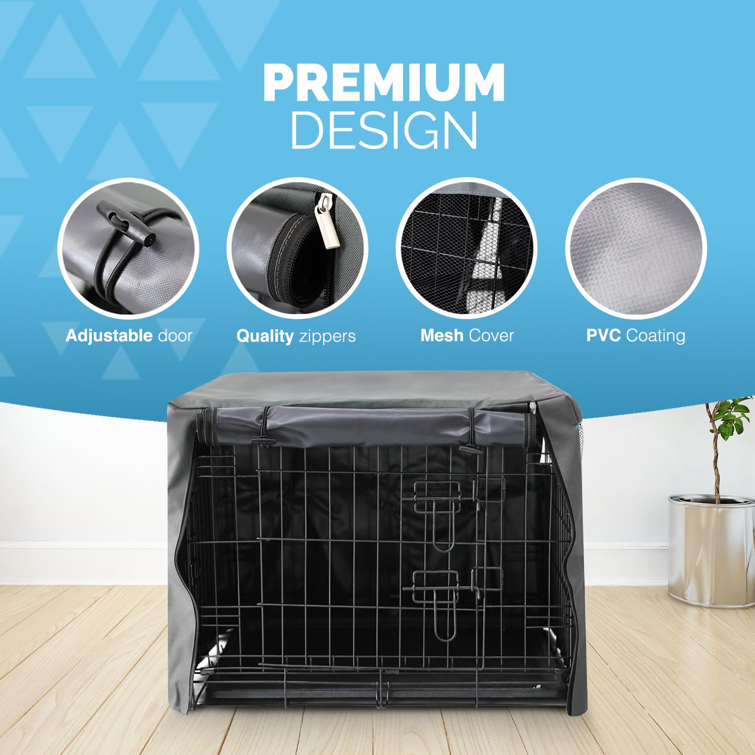 FurDreams Premium Crate Cover for 48 Inch Dog Crate - Durable Polyester with PVC Coating | Grey 4