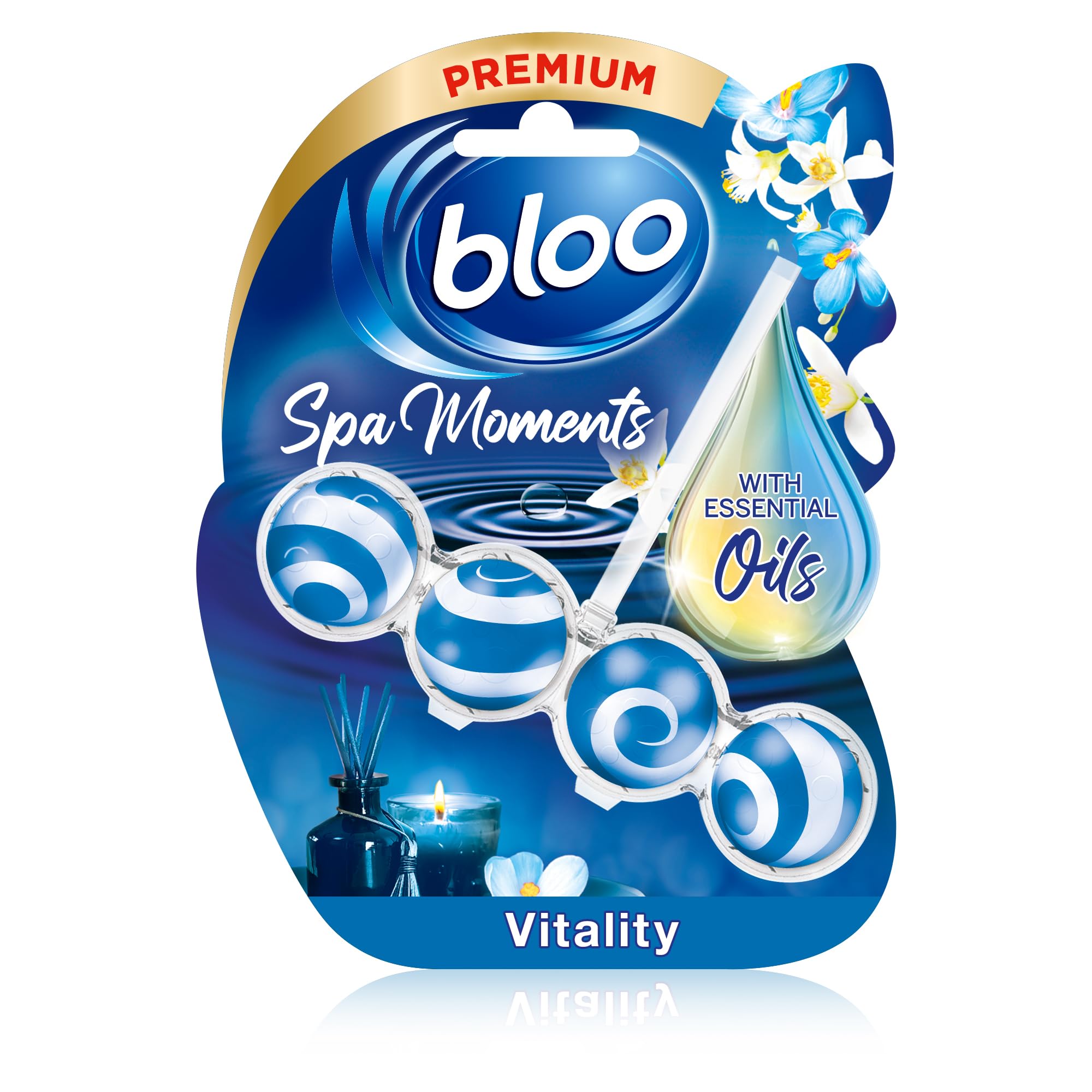Bloo Spa Moments Vitality Toilet Rim Block - 4 Function Formula with Essential Oils | Prevents Limescale 1