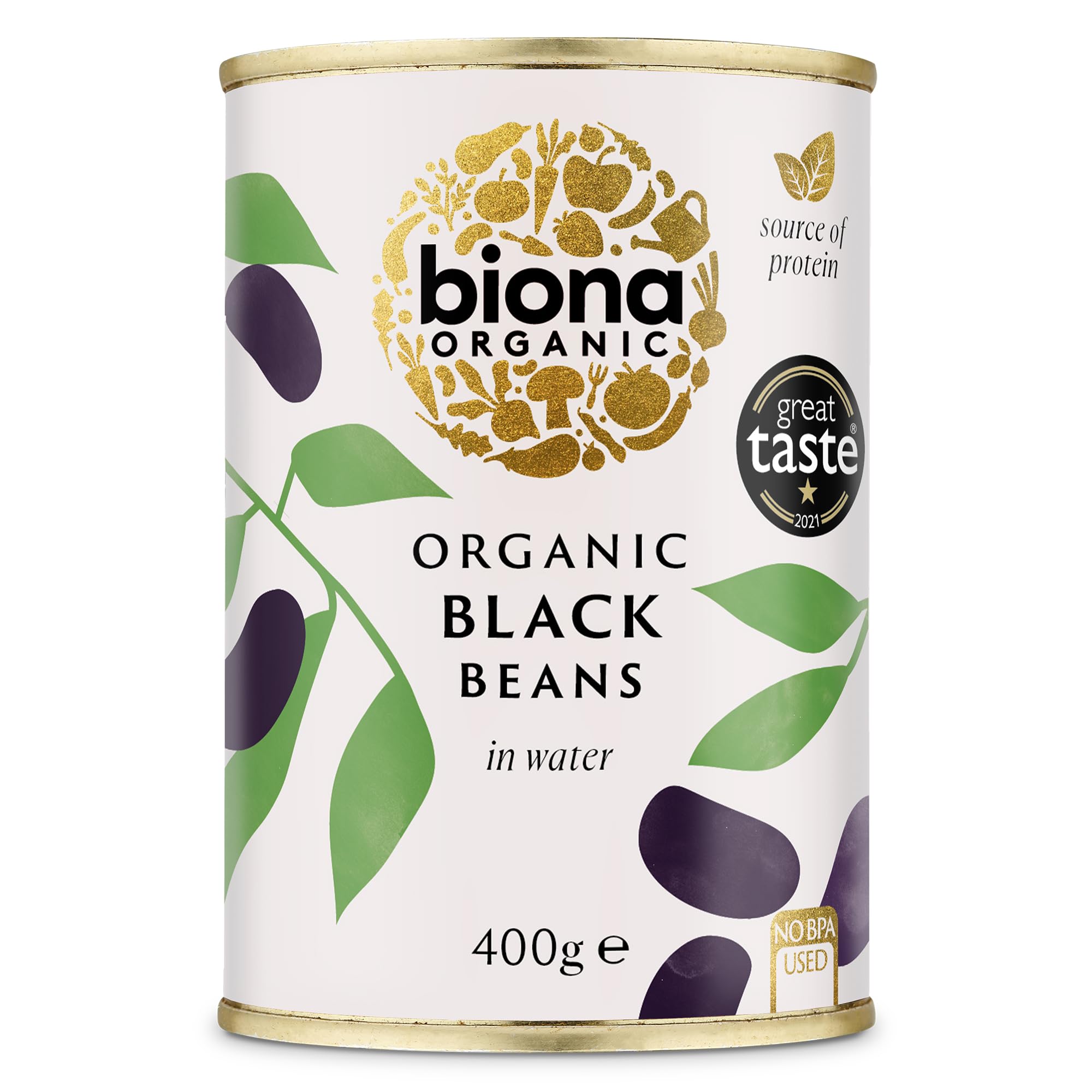 Biona Organic Black Beans - 100% Organic, Mellow Flavour | 400g Tin
