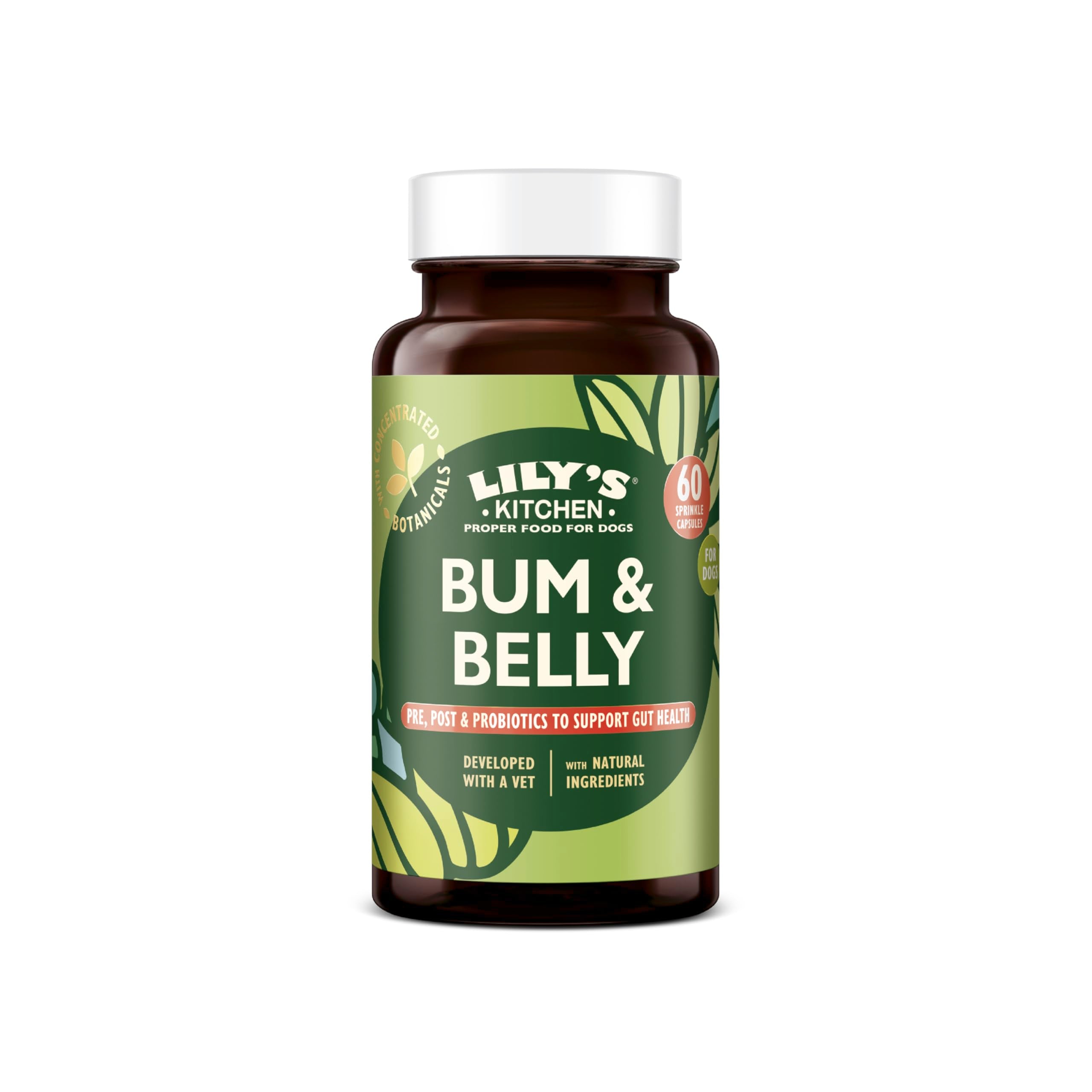 Lily's Kitchen Bum & Belly Supplements for Adult & Senior Dogs - Digestive Support | 60 Capsules