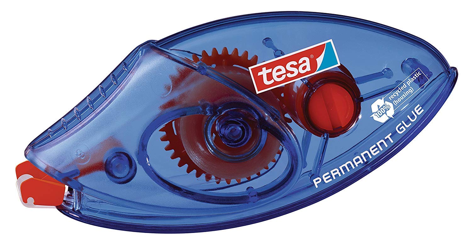 tesa Roller Permanent Gluing ecoLogo Disposable - Tear-Resistant PET Tape | 8.5m x 8.4mm