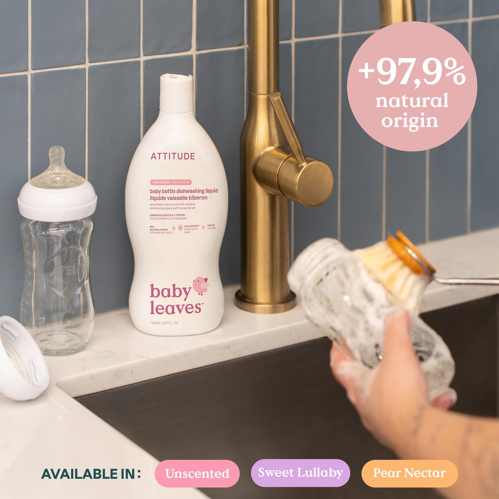 ATTITUDE Baby Washing-Up Liquid - EWG Verified, Unscented, 700 ml 3