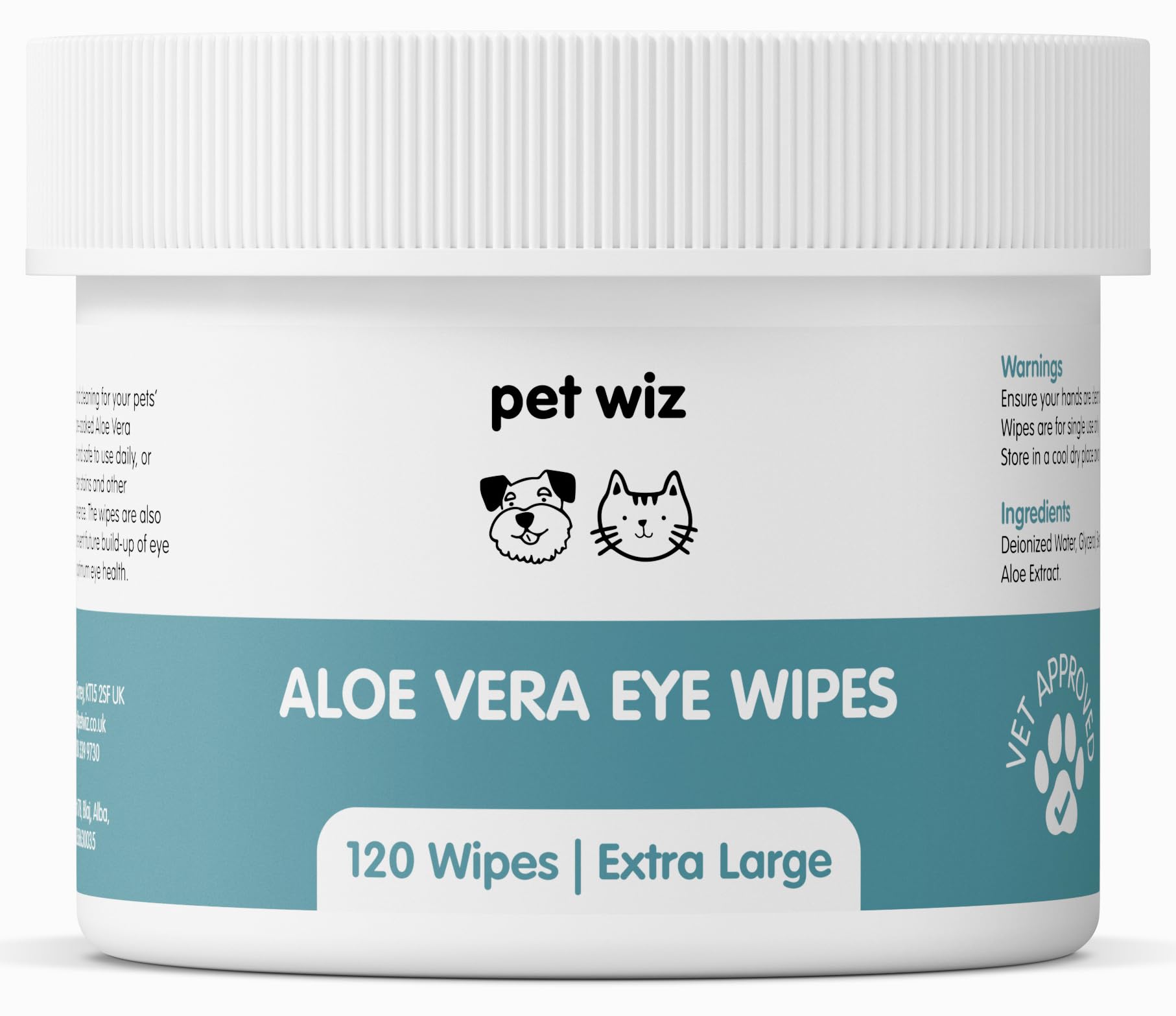 pet wiz Vet Approved Natural Eye Wipes for Dogs - 120 Extra Large Soothing Pads 1