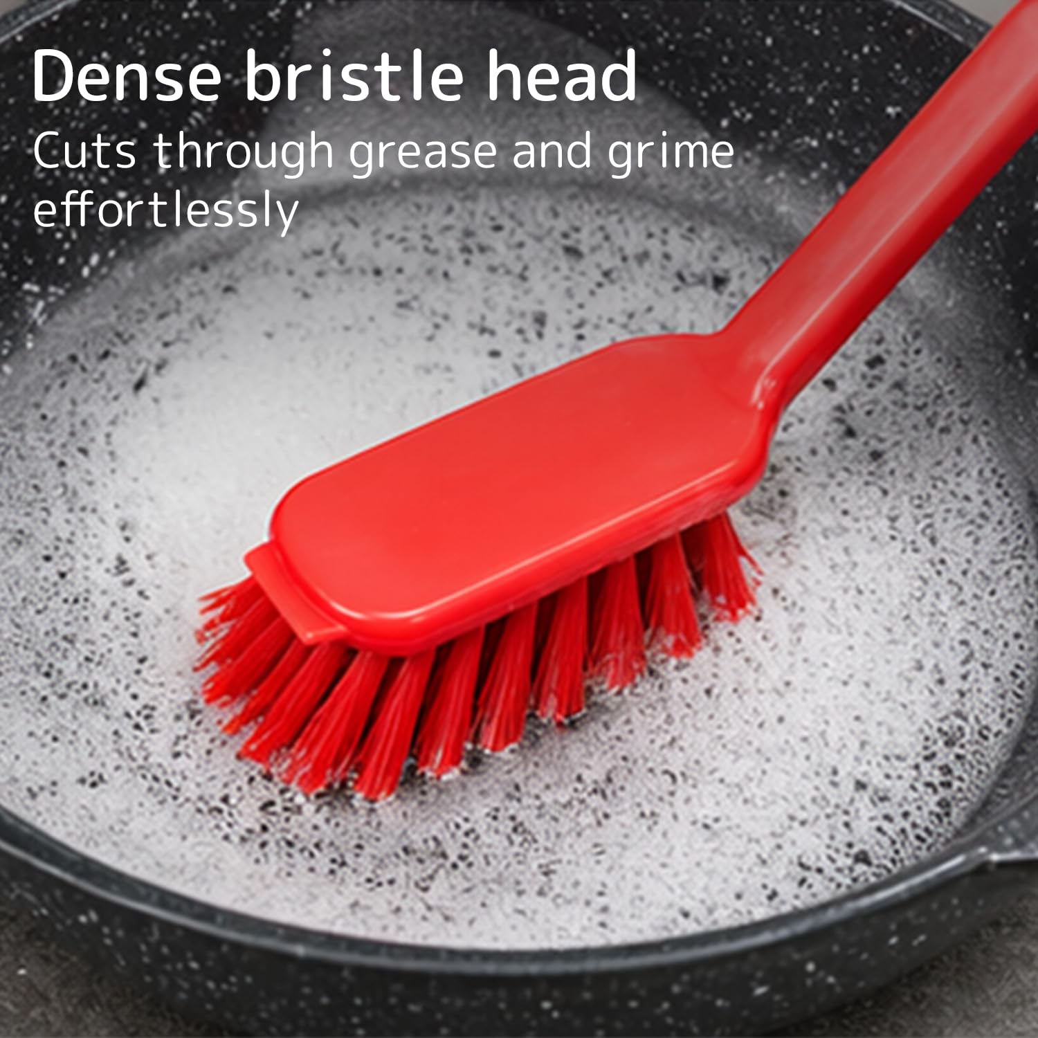 ABENA Red Dishwashing Brush - Stiff Bristle Scraper | 27cm Ergonomic Handle 2