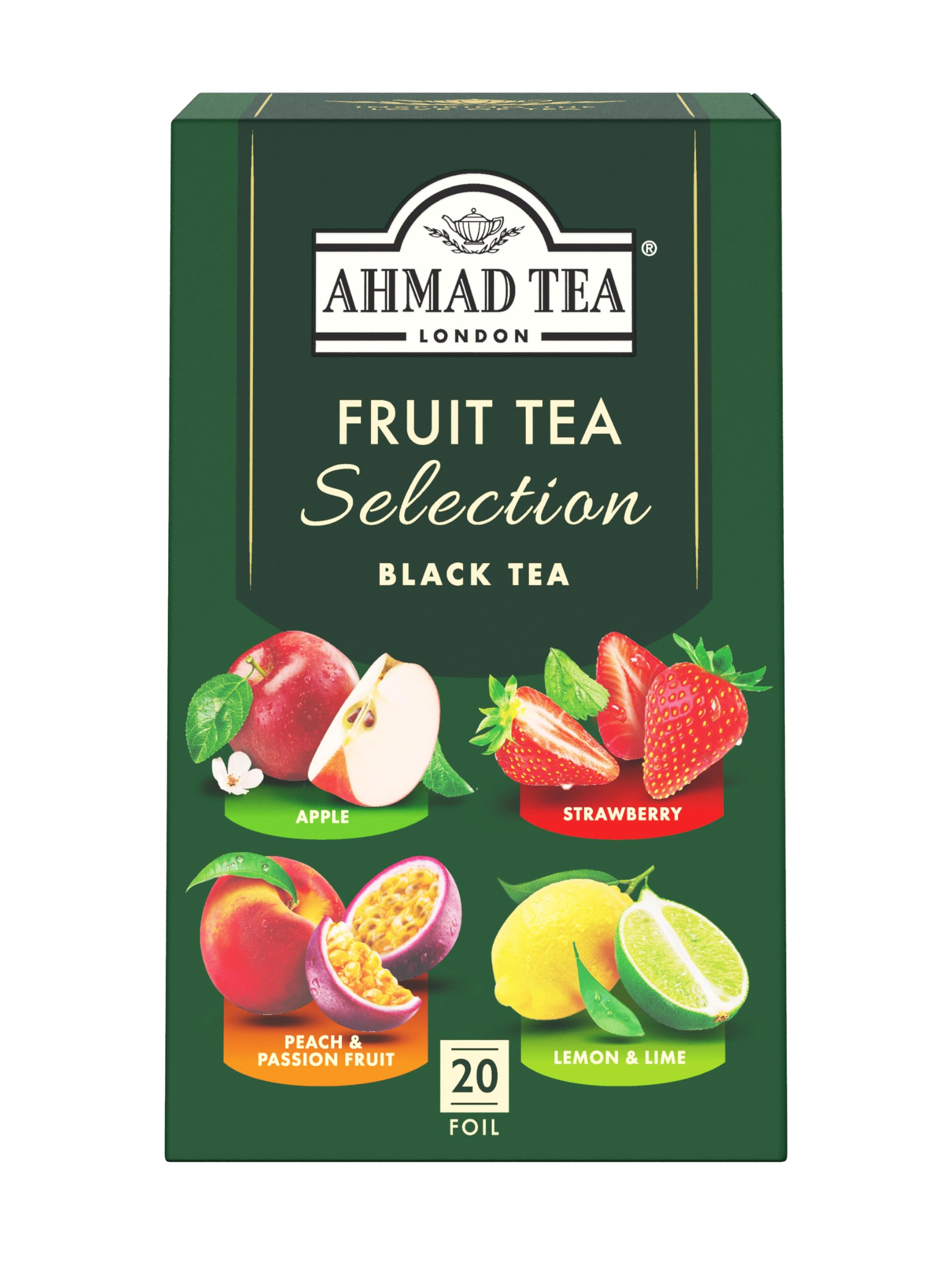 Ahmad Tea Fruit Black Tea Selection - 20 Teabags | Real Fruit Pieces | Hot or Iced 1