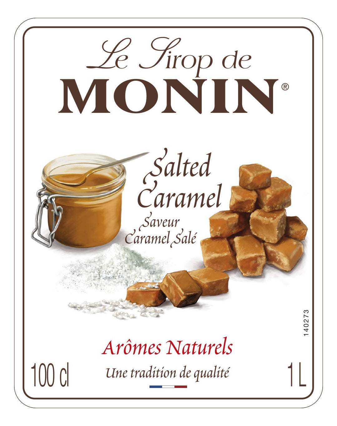 Monin Salted Caramel Syrup 1L - Premium Beverage Syrup for Coffee, Cocktails & Mocktails