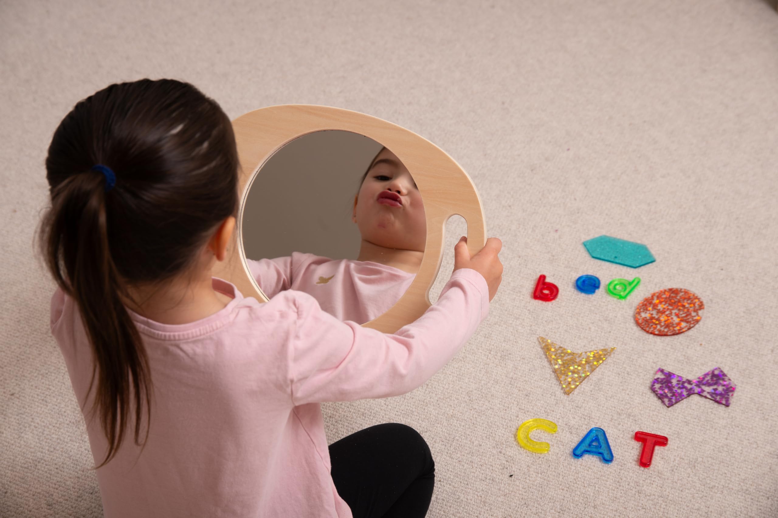 tickit Hand Held Wooden Mirror - Lightweight Exploration for All Ages | Wood Frame | 310x210mm 5