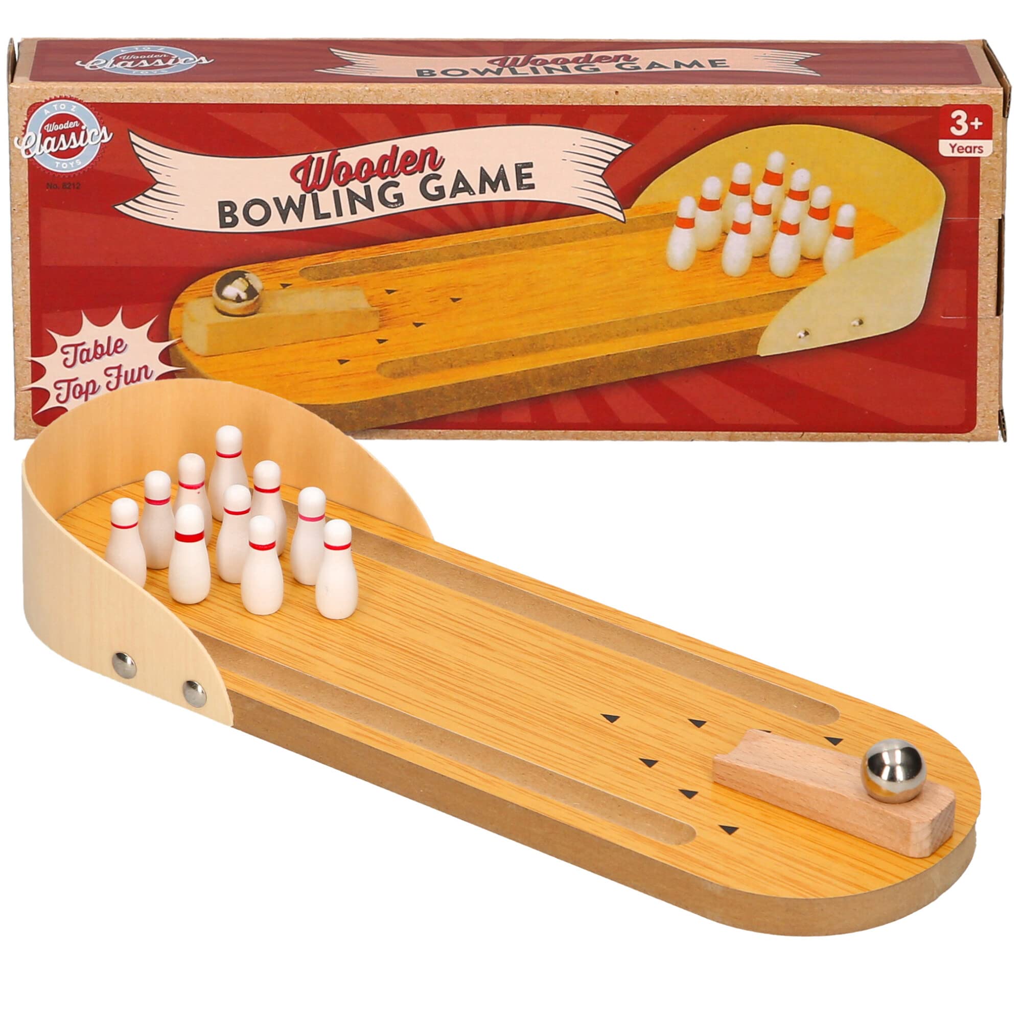 Padgett Bros 8212 Wooden Bowling Game Tabletop Skittles Set 9