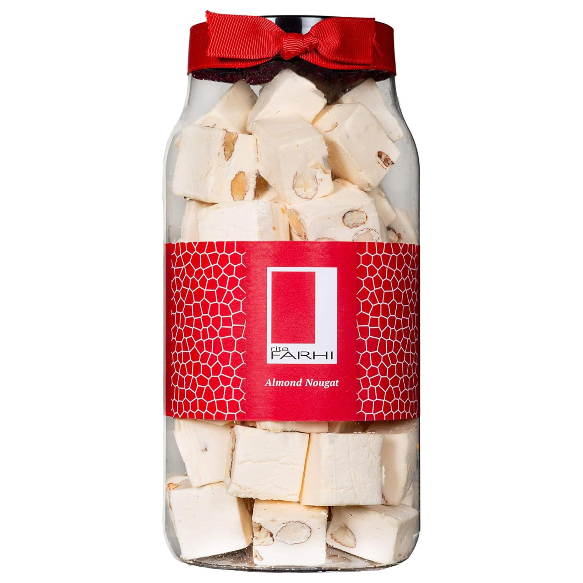 Rita Farhi Traditional Almond Nougat - Soft & Chewy Honey Recipe | 500g Gift Jar