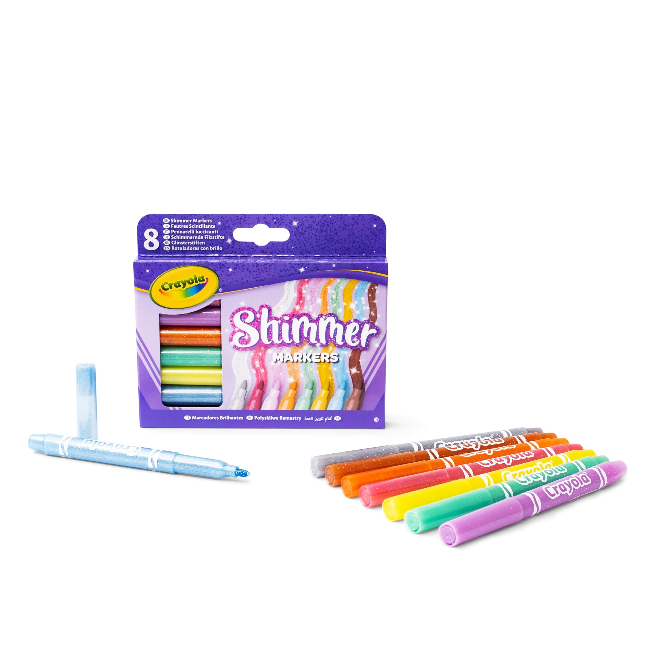 CRAYOLA Shimmer Markers - Pack of 8 | Washable & Non-Toxic | Chisel Tip 1