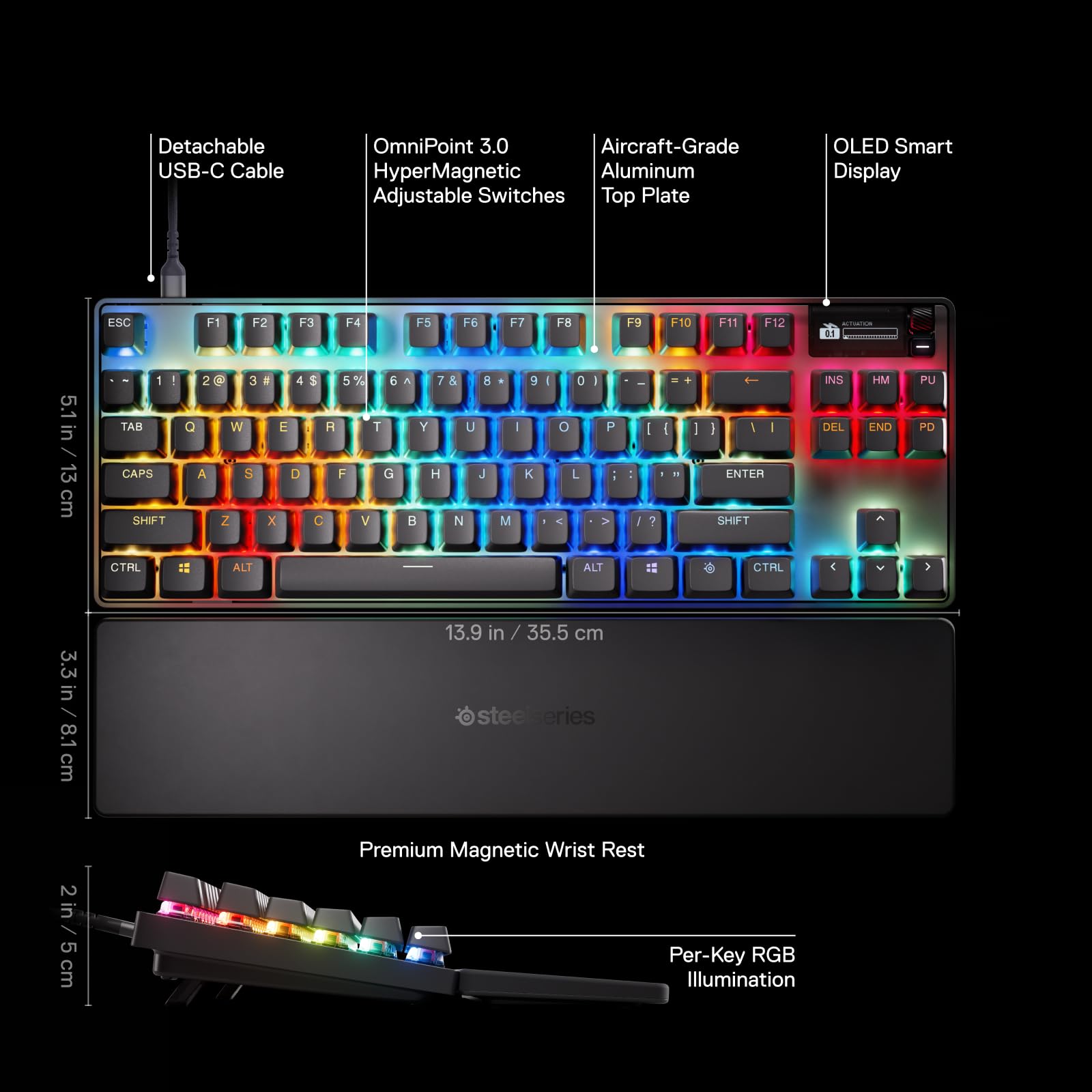 SteelSeries Apex Pro TKL Gen 3 (2025) - HyperMagnetic Gaming Keyboard - Black 8