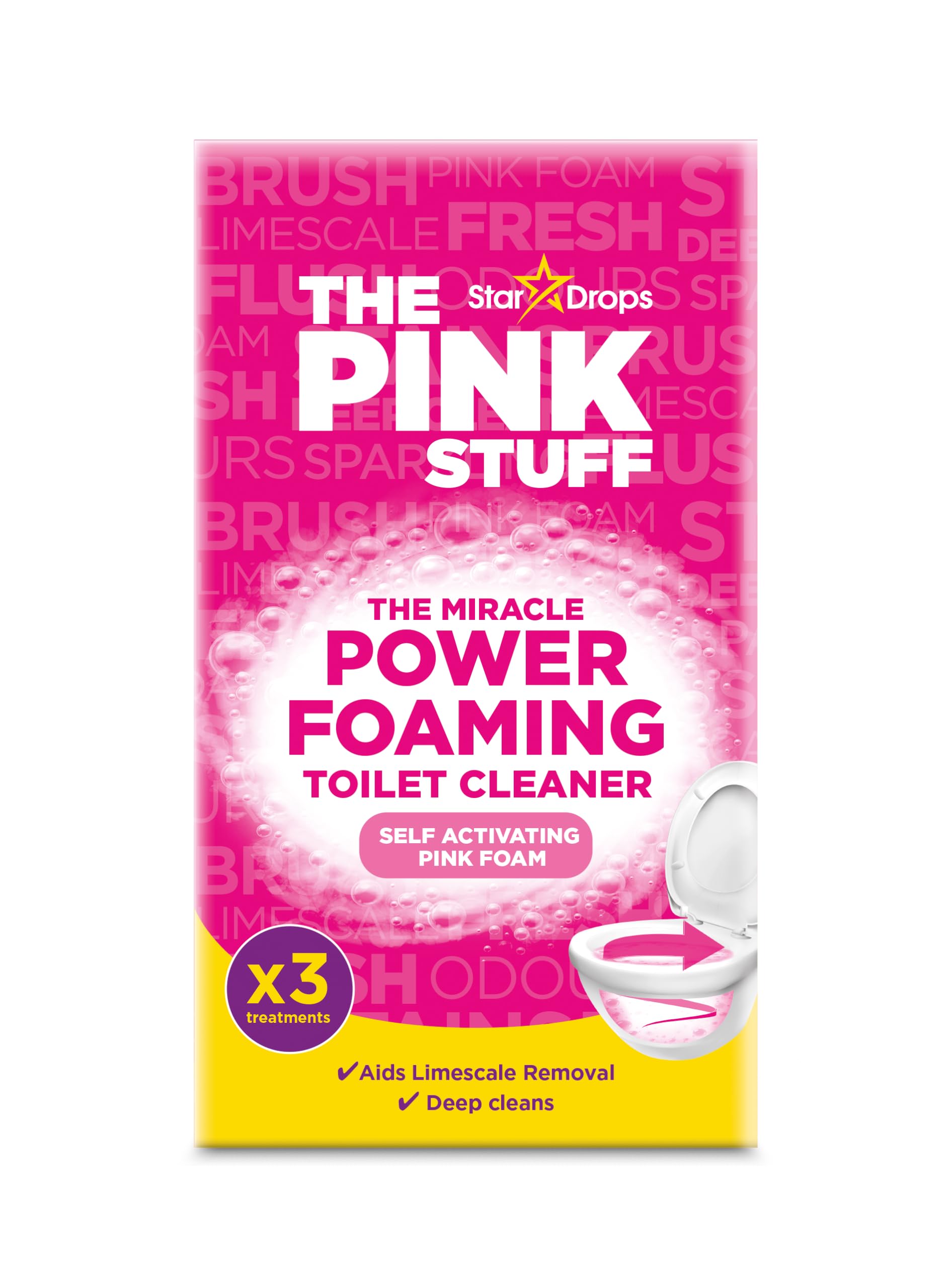 THE PINK STUFF Miracle Power Foaming Toilet Cleaner - Deep Cleaning Powder, Fruit Scent, 300g 1