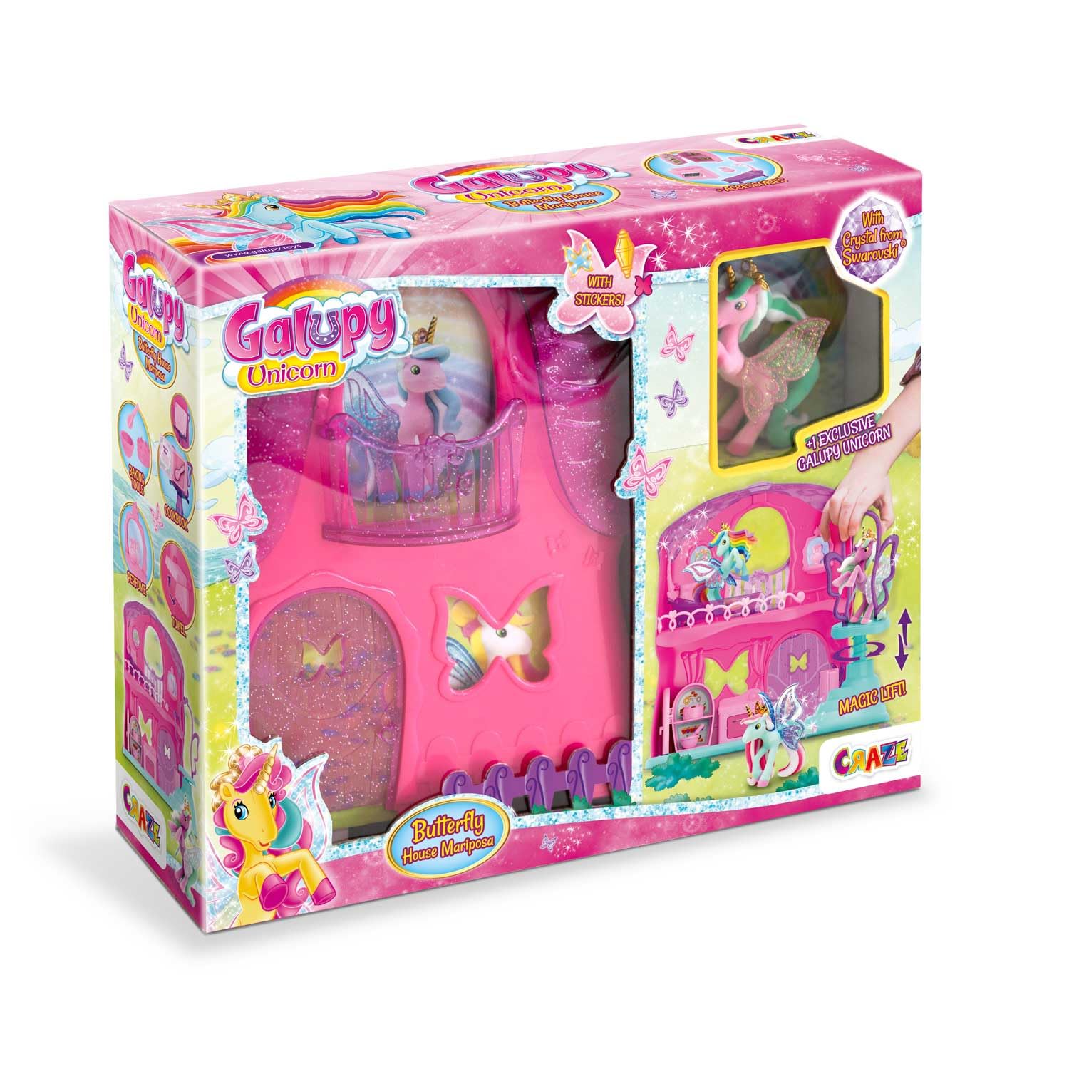 Galupy Butterfly House Playset with Nessy Unicorn Figure | Ages 3+