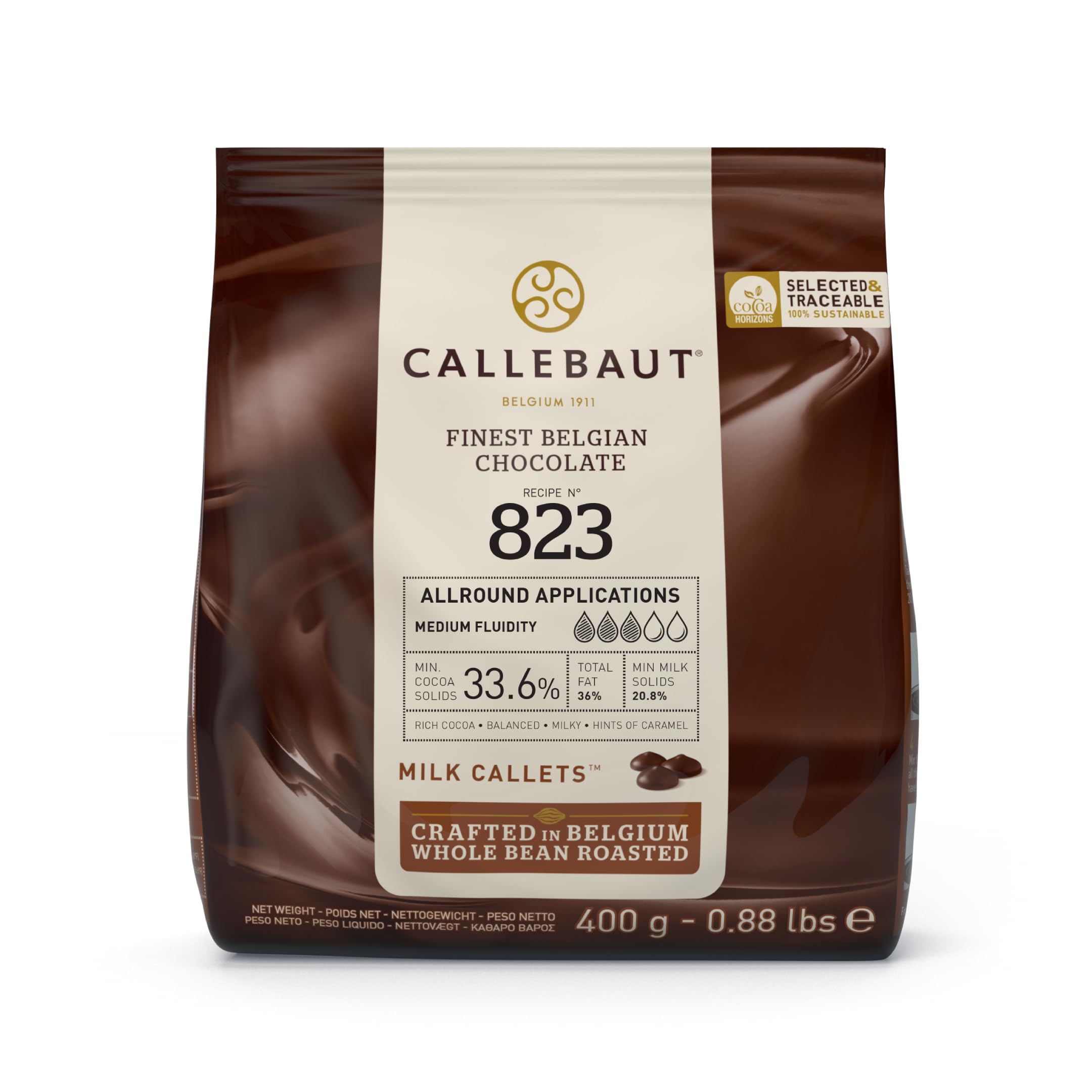 Callebaut Finest Belgian Milk Chocolate 823 Callets, 400 g