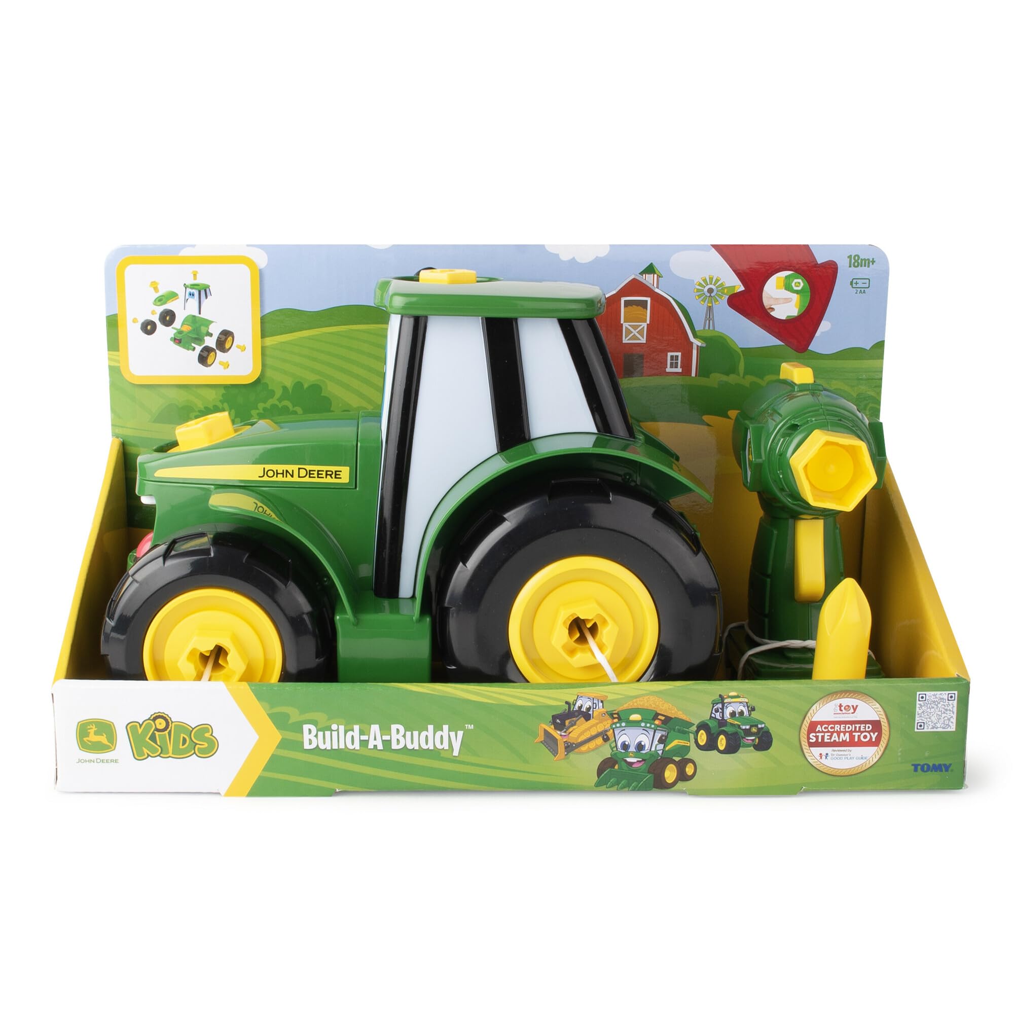 BUILD-A-BUDDY John Deere Build A Johnny Tractor - 16 Piece Building Toy | Motorised Drill | Ages 18 Months+ 7