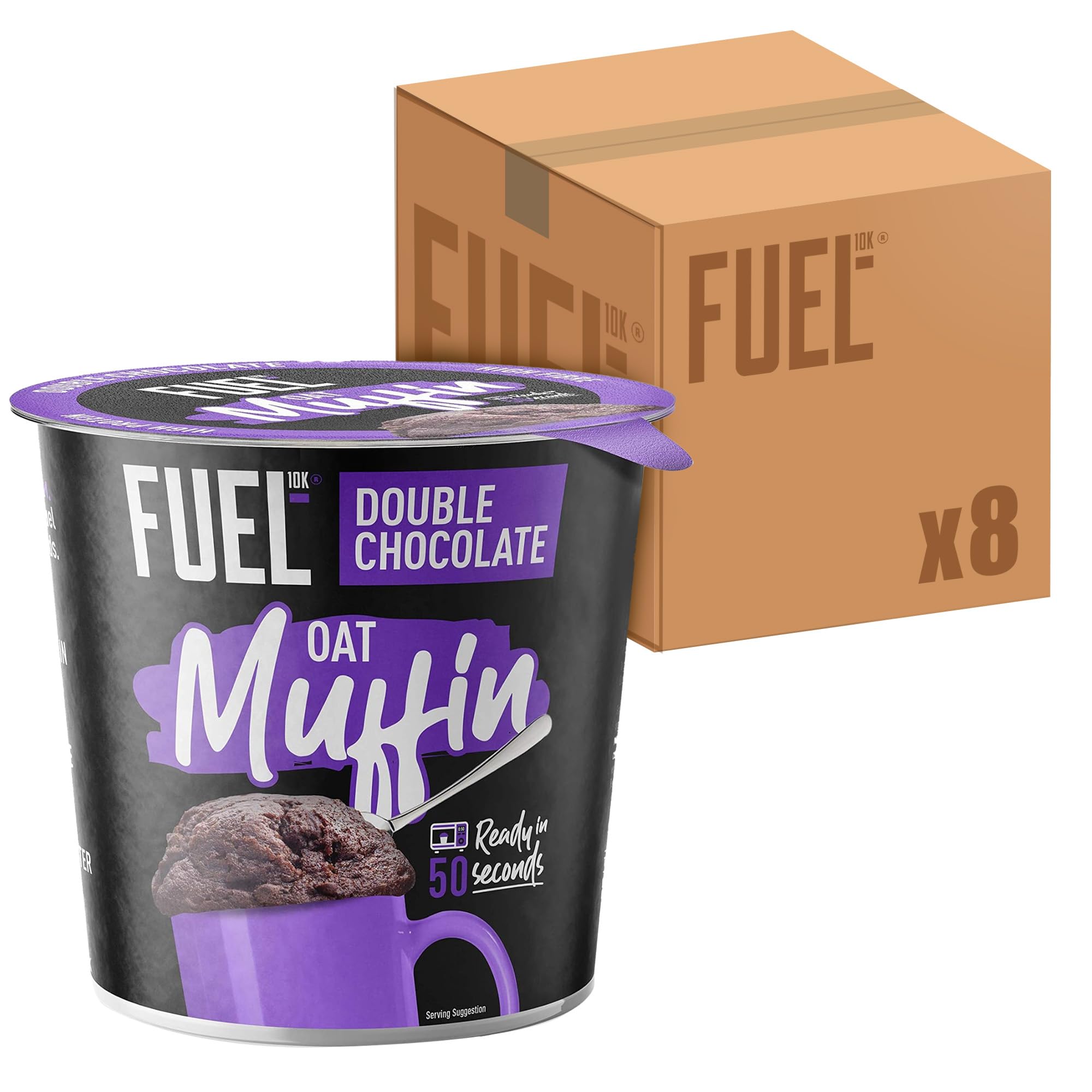 FUEL10K Chocolate Oat Muffin Protein Snack Pot - 10g Protein | Double Chocolate | Pack of 8 x 52g 1