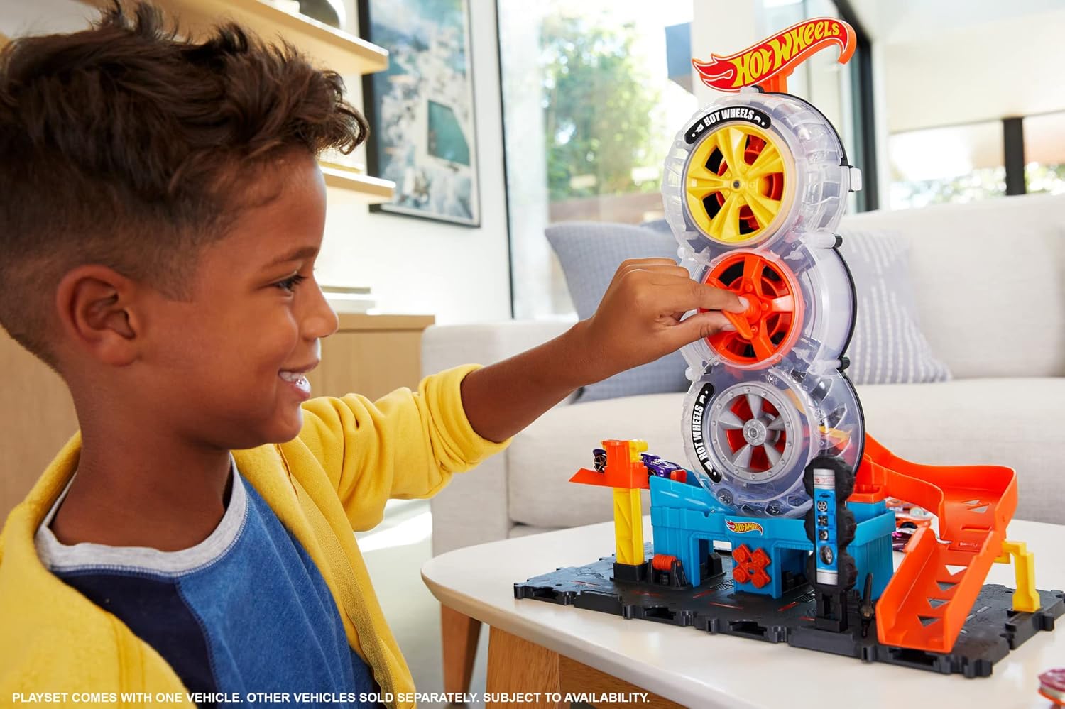 Hot Wheels City Super Twist Tire Shop Playset - Spin Key Action for Kids 5 Years and Up 5
