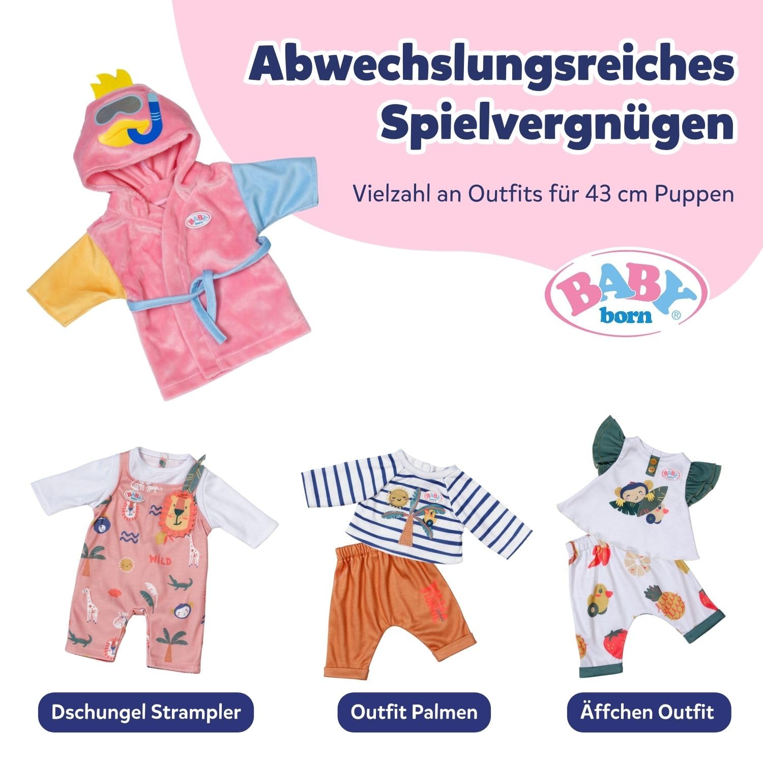 BABY born Bathrobe for Bath Time Doll Play - Pink Robe with Hood and Belt 6